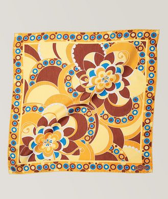 Edward Armah Floral Patterned Silk Pocket Square