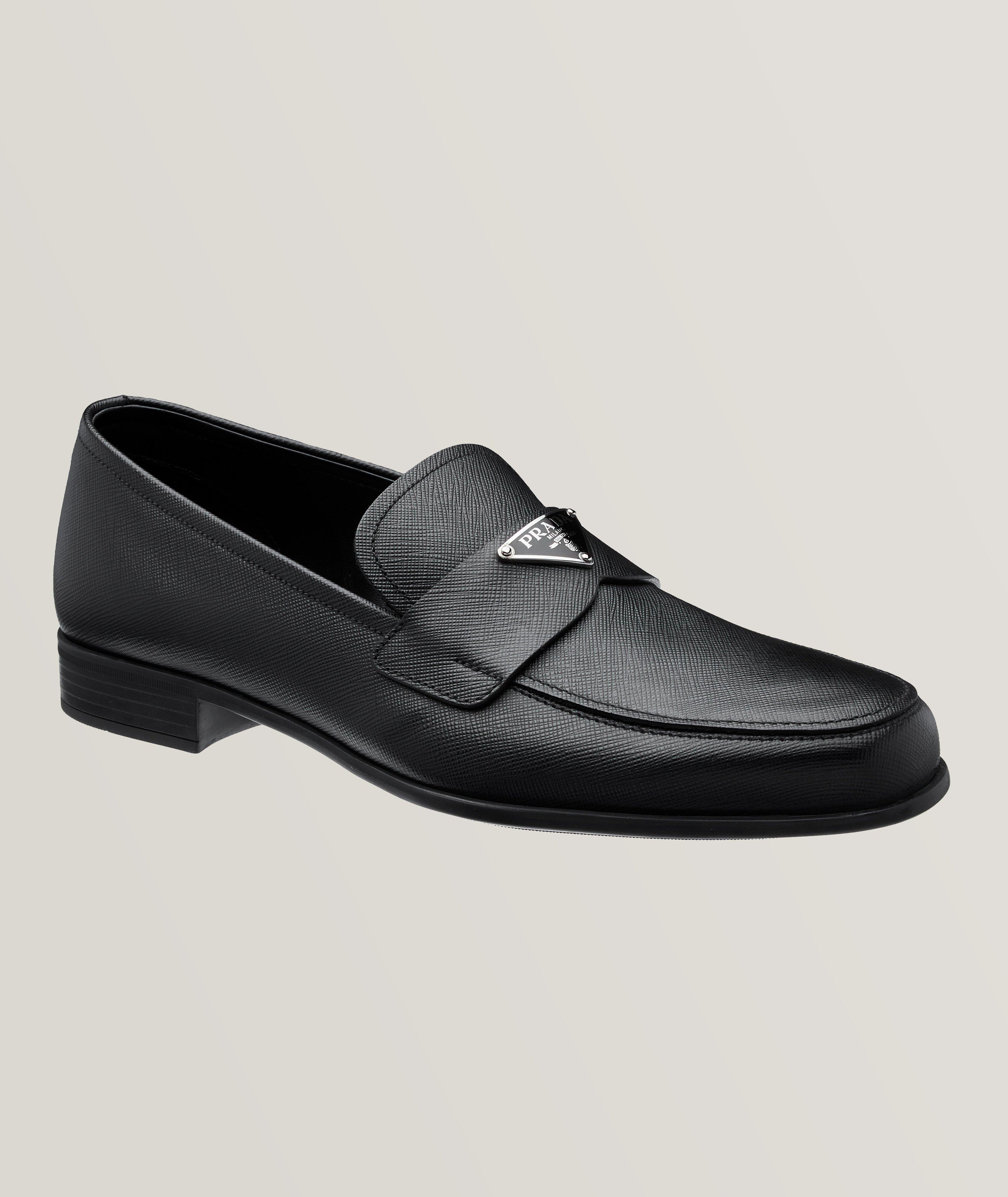 Plaque Logo Grained Leather Loafers image 0