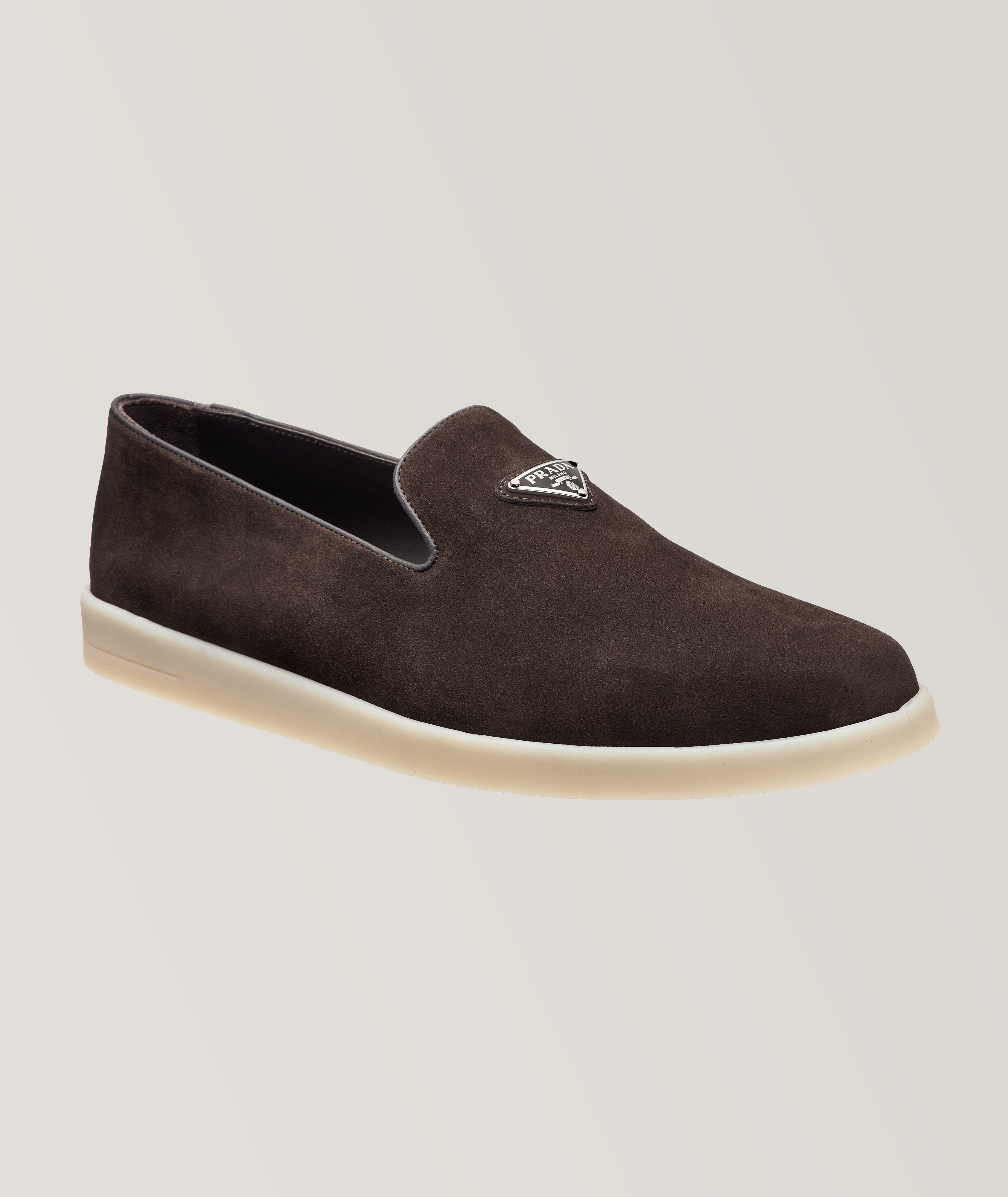 Logo Plaque Suede Loafers image 0