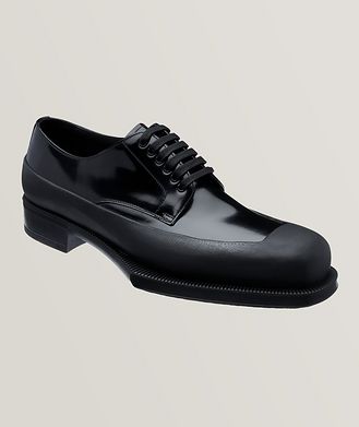Prada Leather Shell Expander Lace-Up Derbies