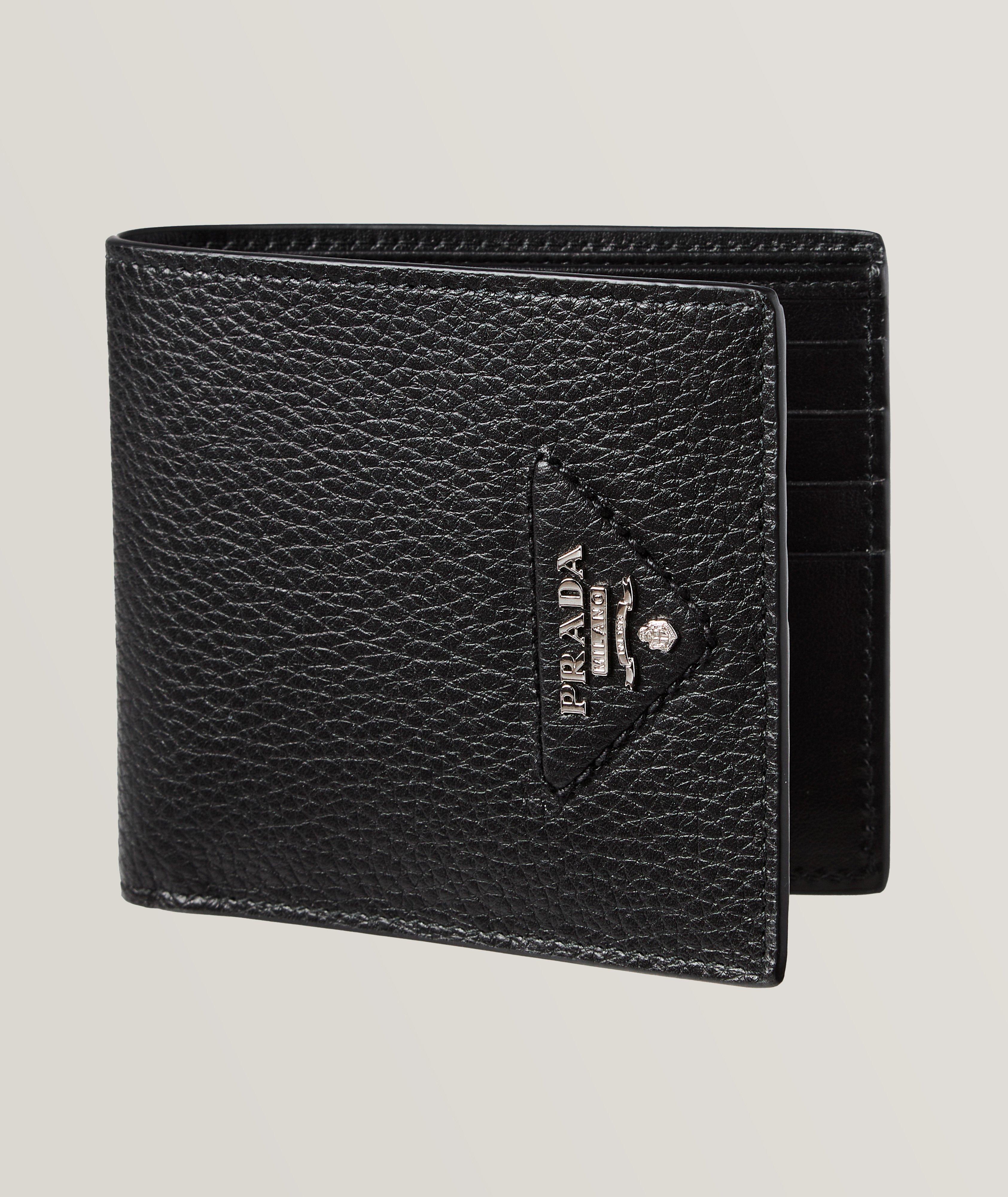 Logo Plaque Pebbled Leather Bifold Wallet image 0