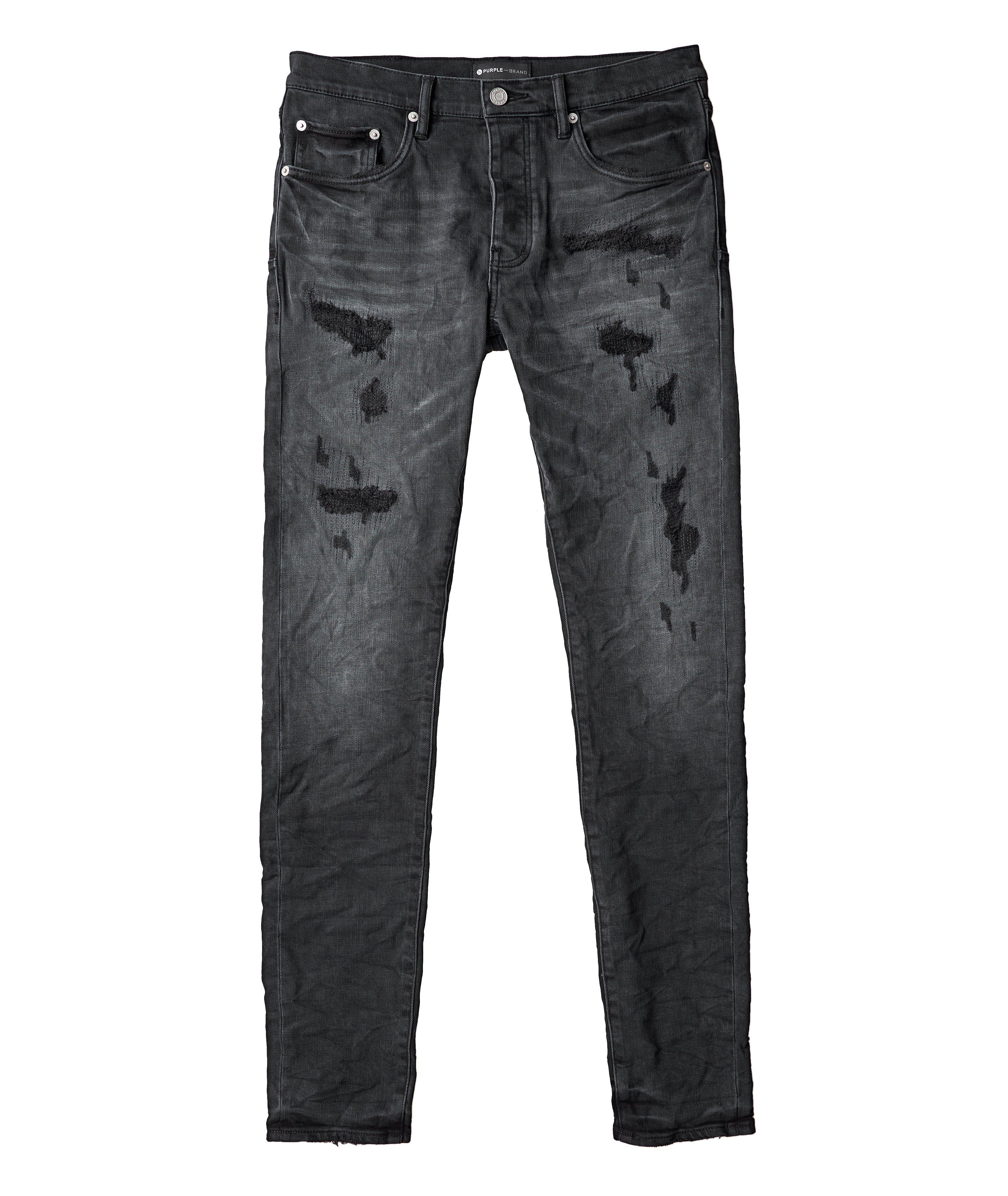 P001 Black Distressed Wash Skinny Jeans image 0