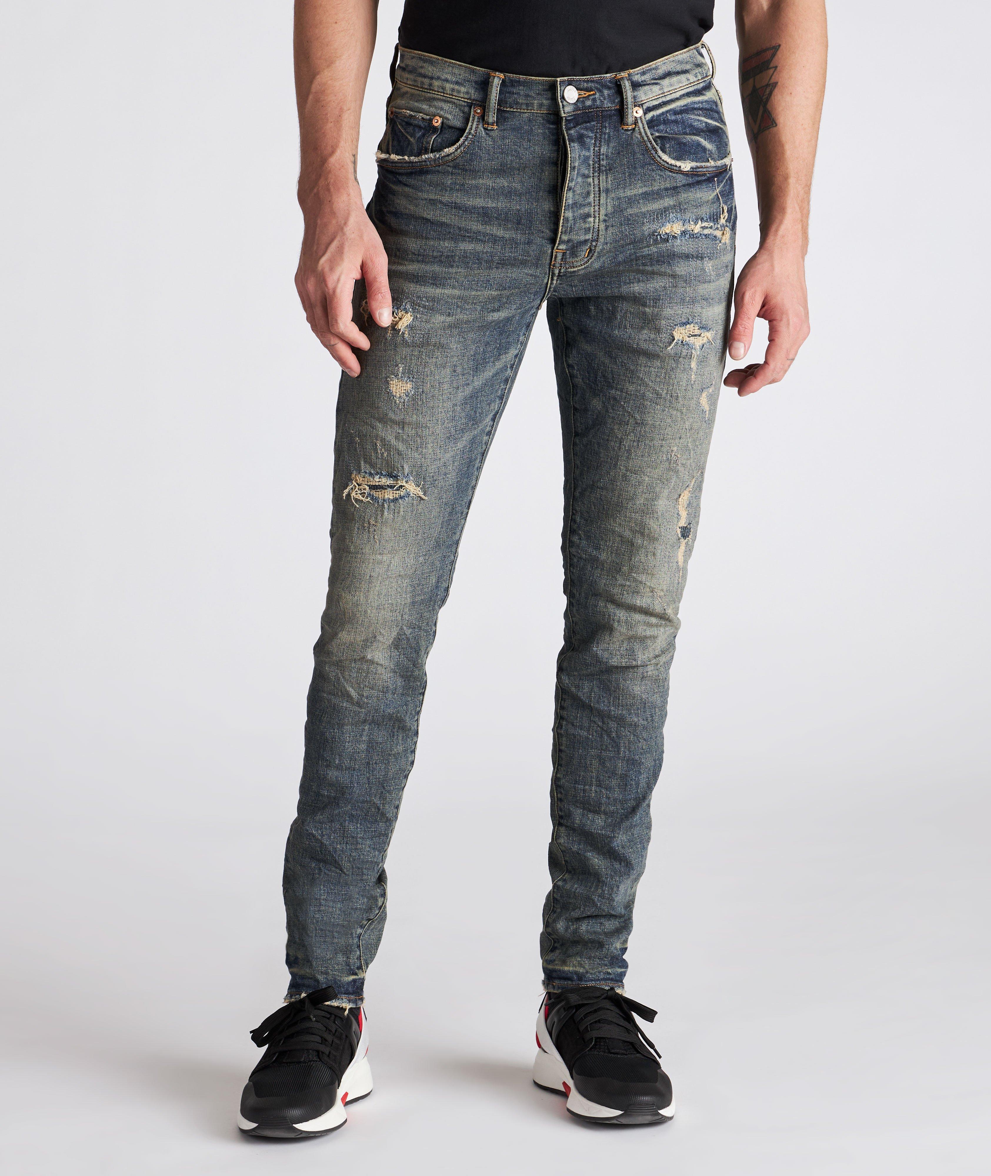 P001 Distressed Western Skinny Jeans