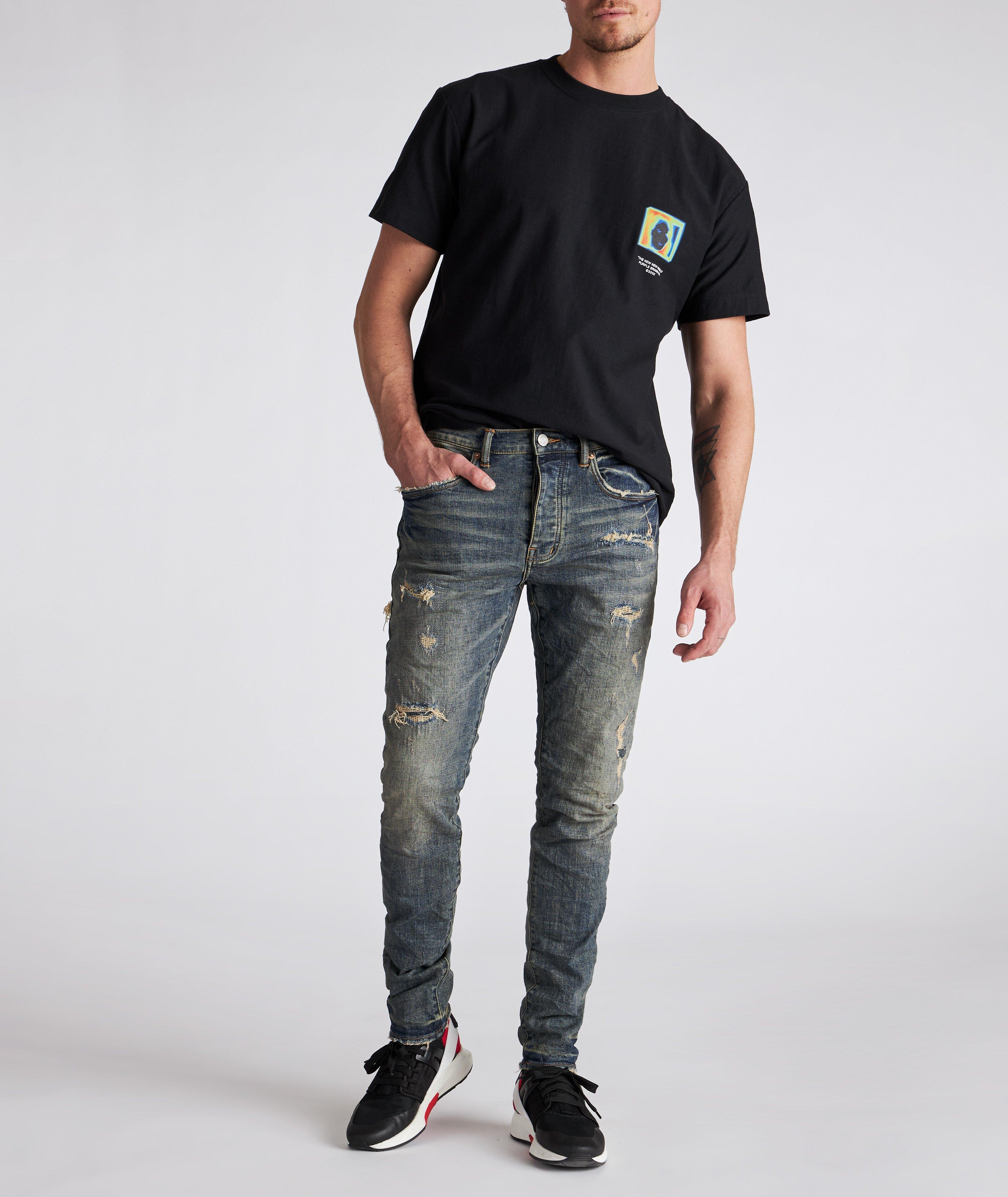 P001 Distressed Western Skinny Jeans