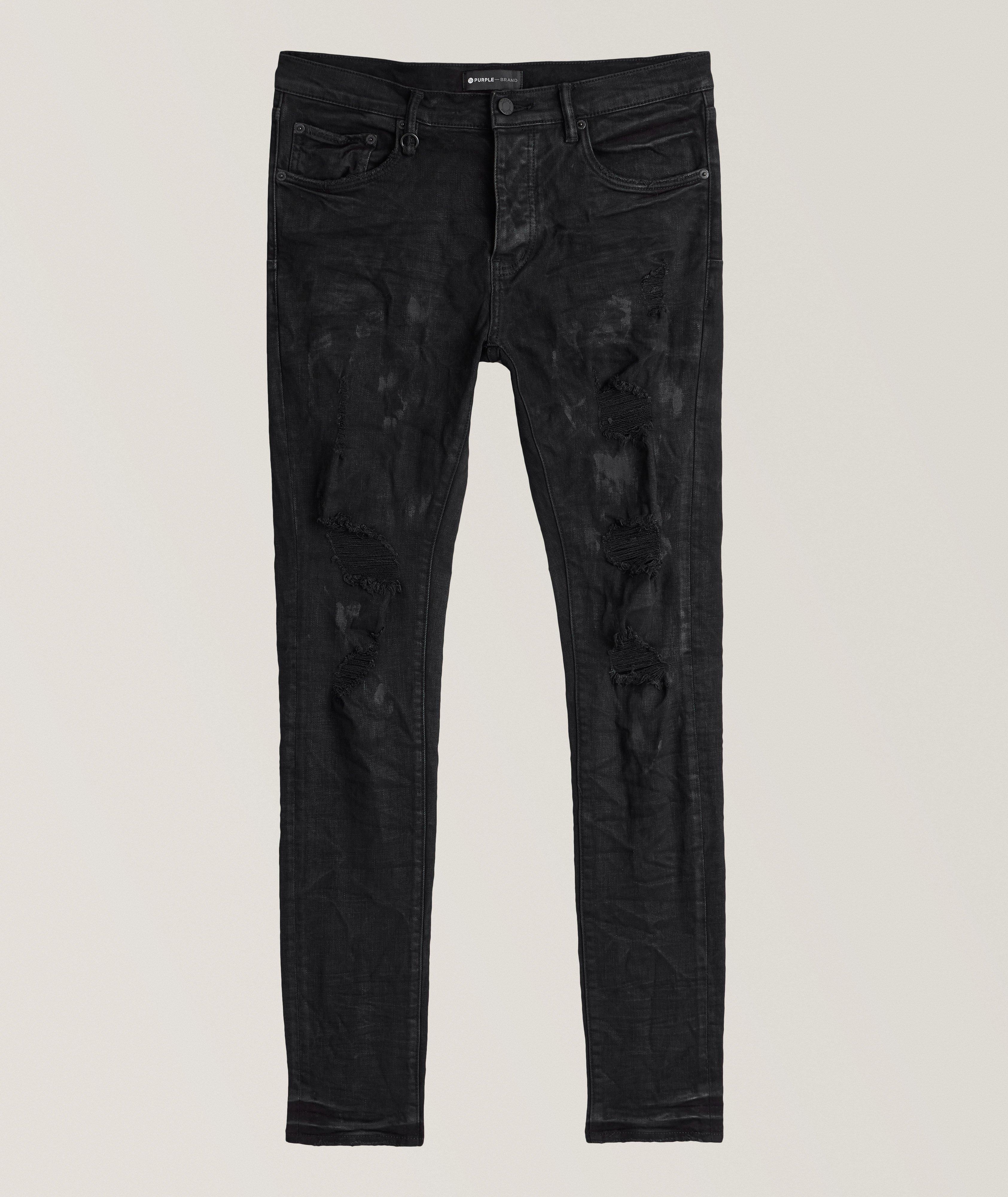 P001 Oil Spill Distressed Skinny Jeans image 0