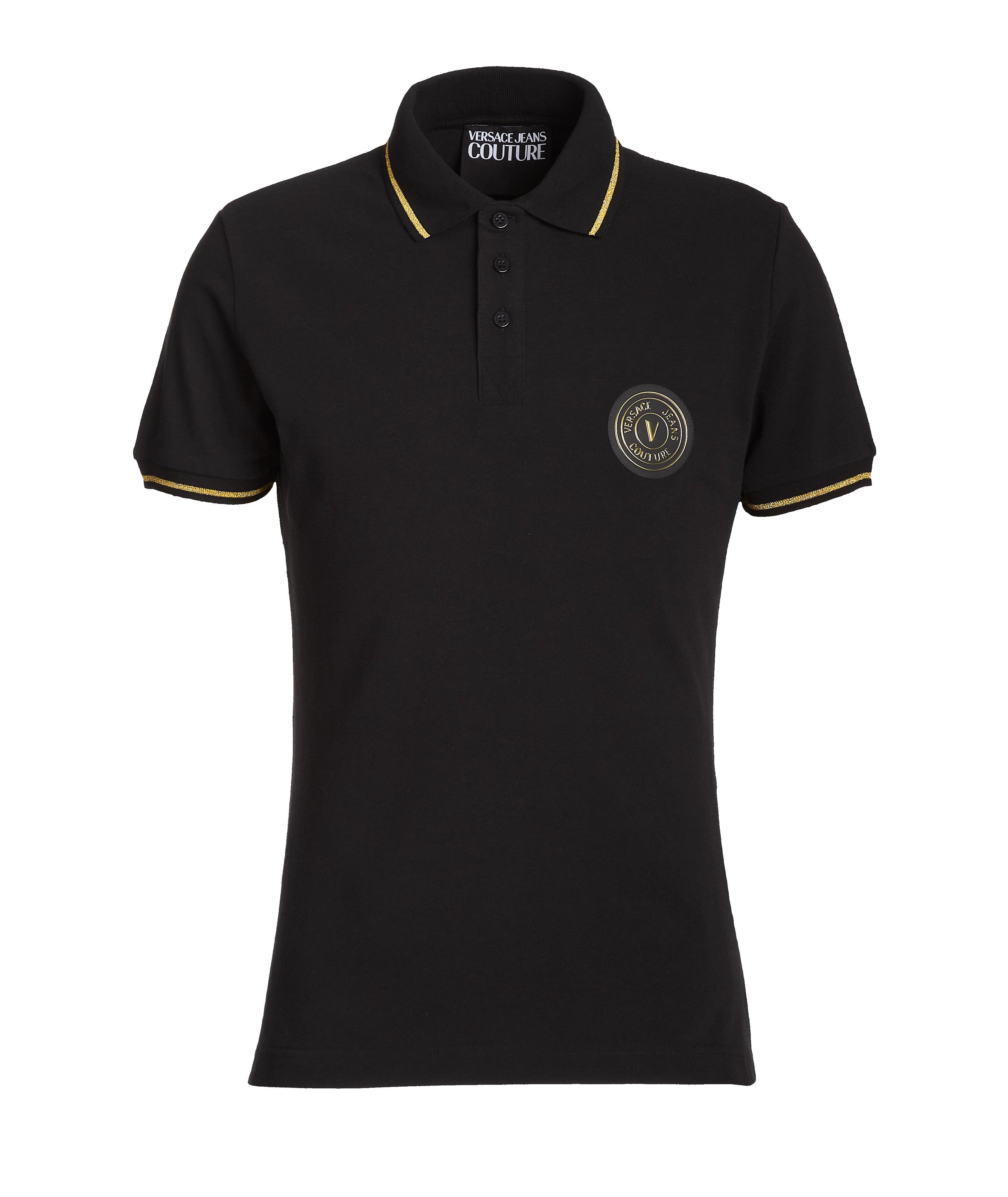 Gold Trim Logo Patch Cotton Polo image 0