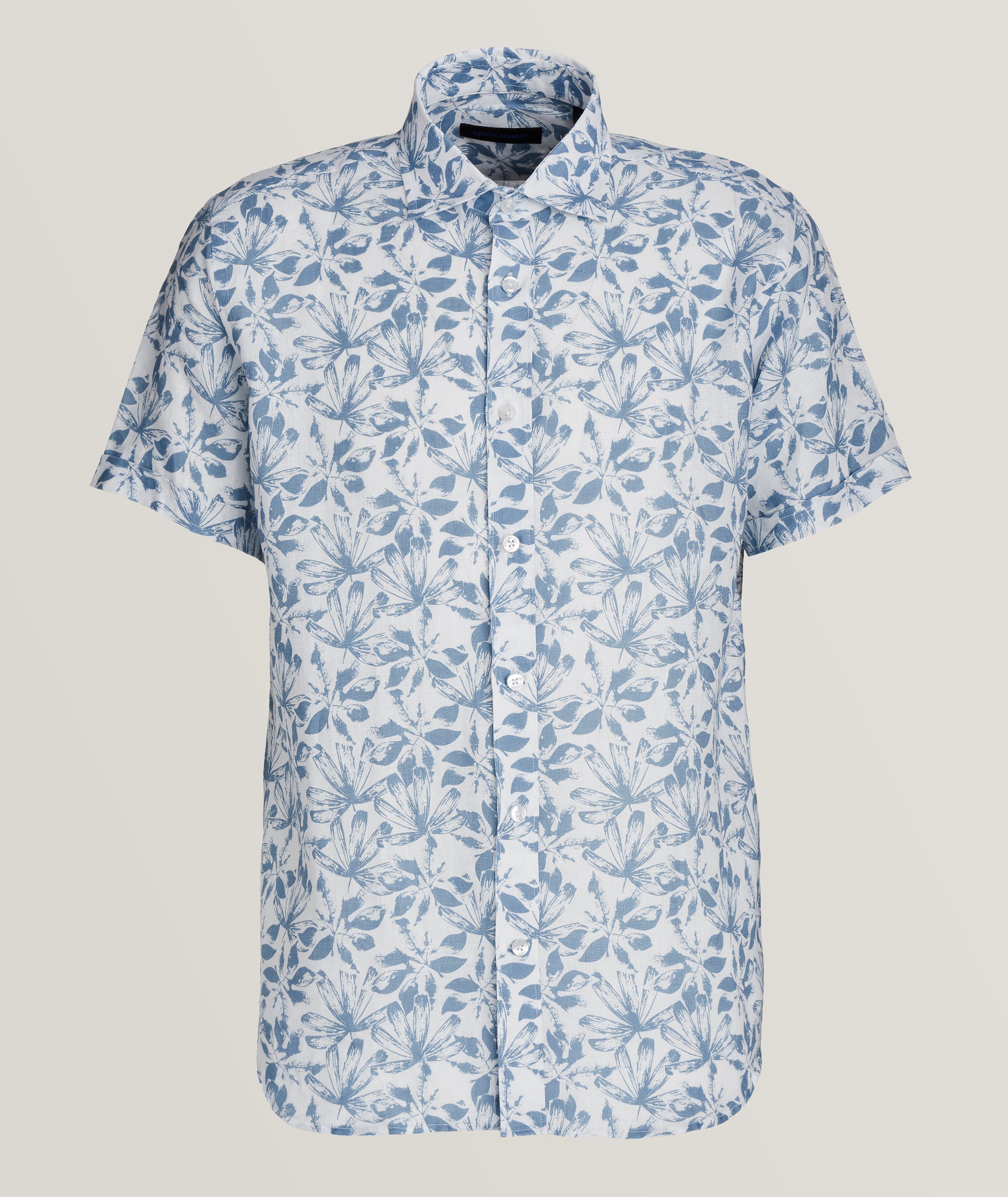 Patrick Assaraf Short-Sleeve Cotton Floral Shirt
