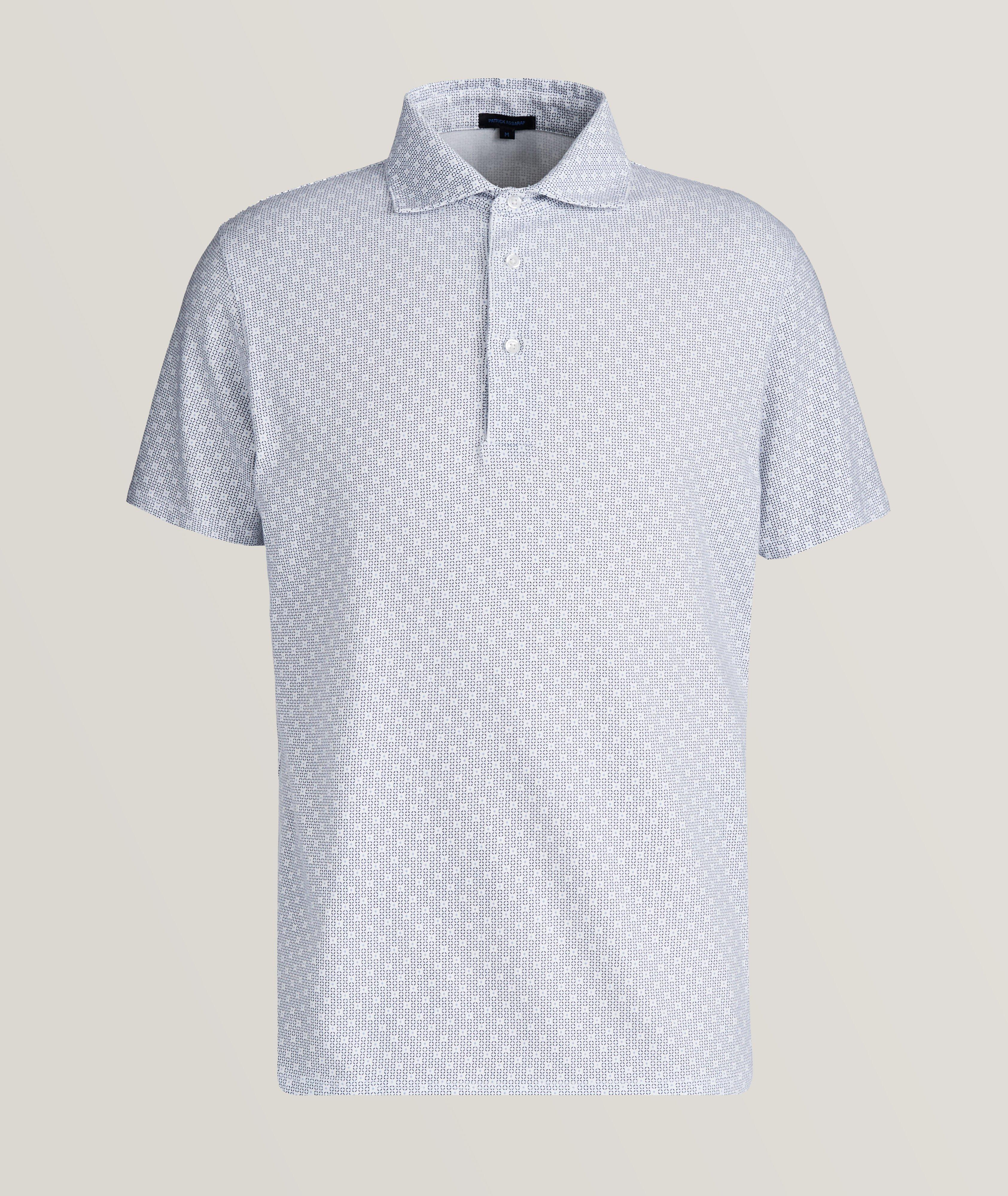 Polo en coton extensible à petit motif répété image 0