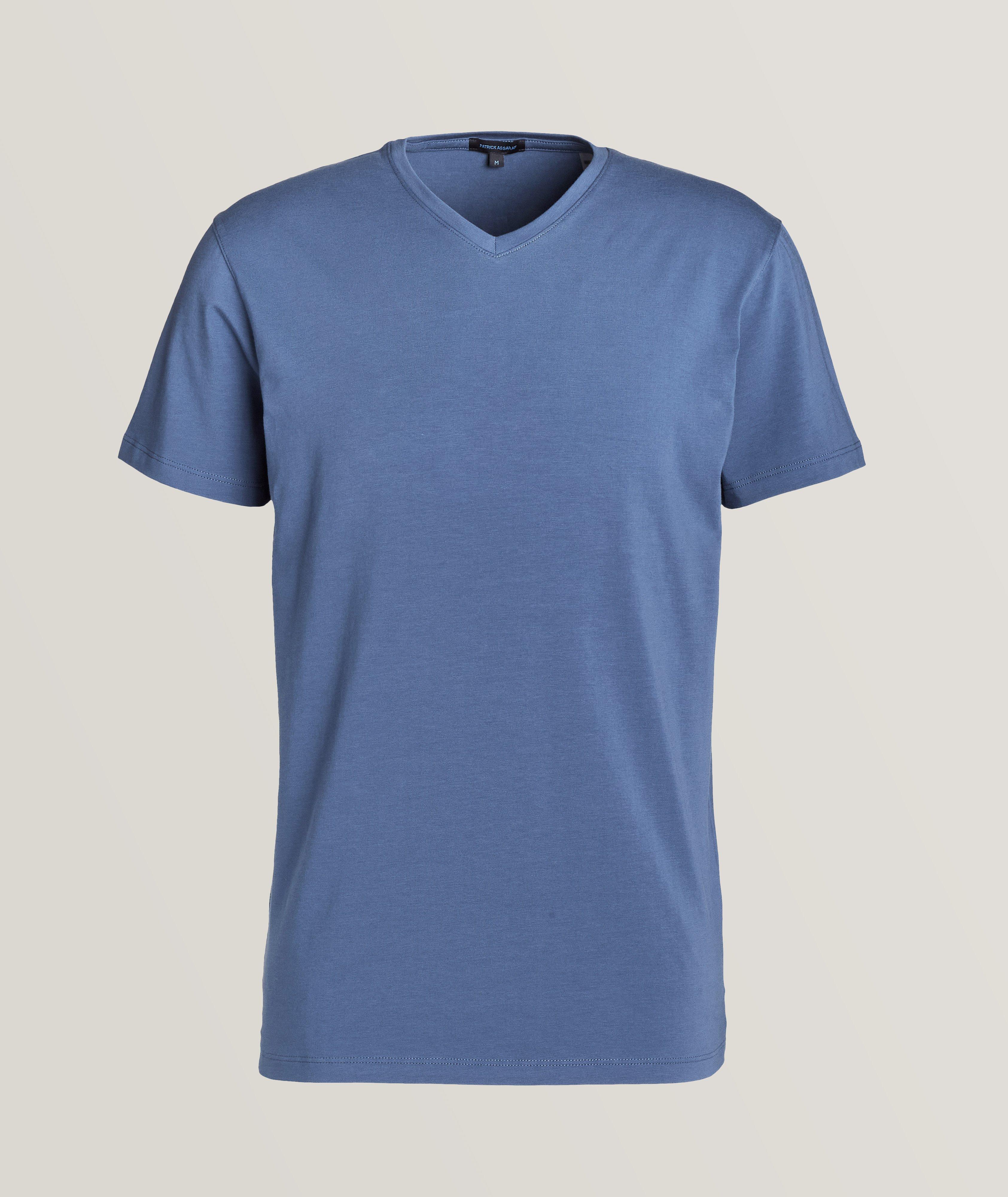 T-shirt en coton pima à encolure en V image 0