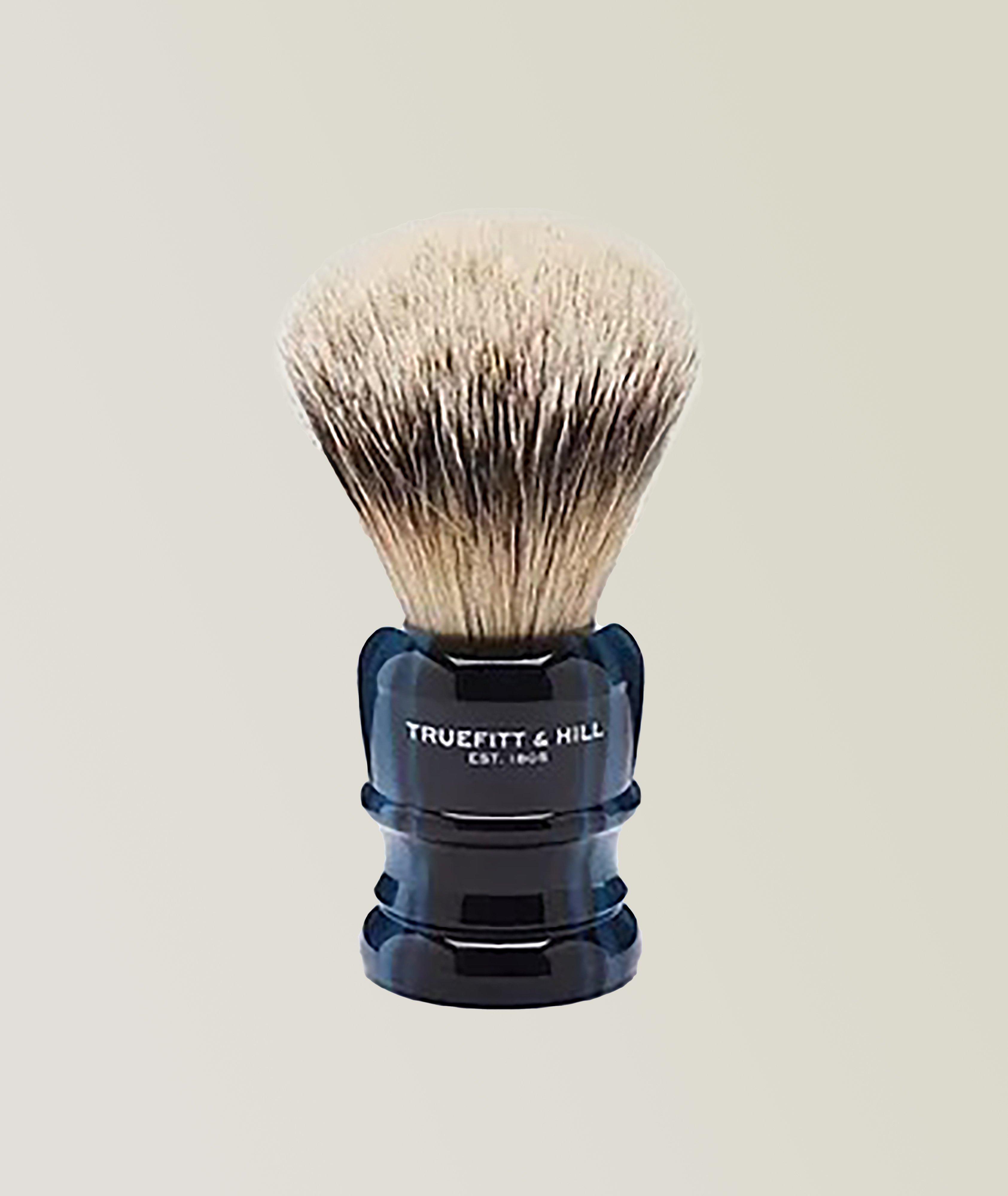 Wellington Faux Blue Opal Silvertip Shaving Brush Fan Knot image 0