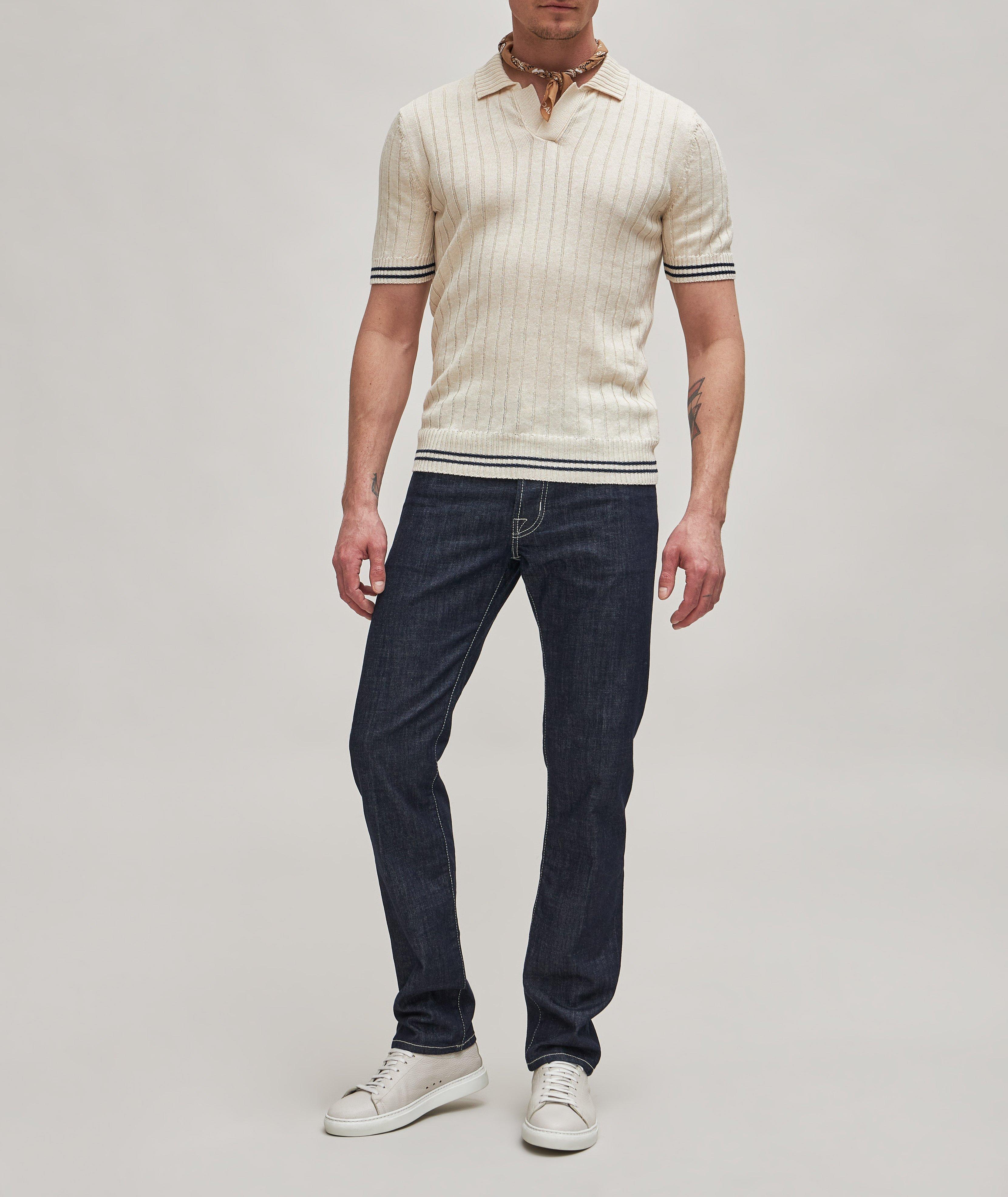 Linen-Cotton Johnny Collar Tennis Polo image 1