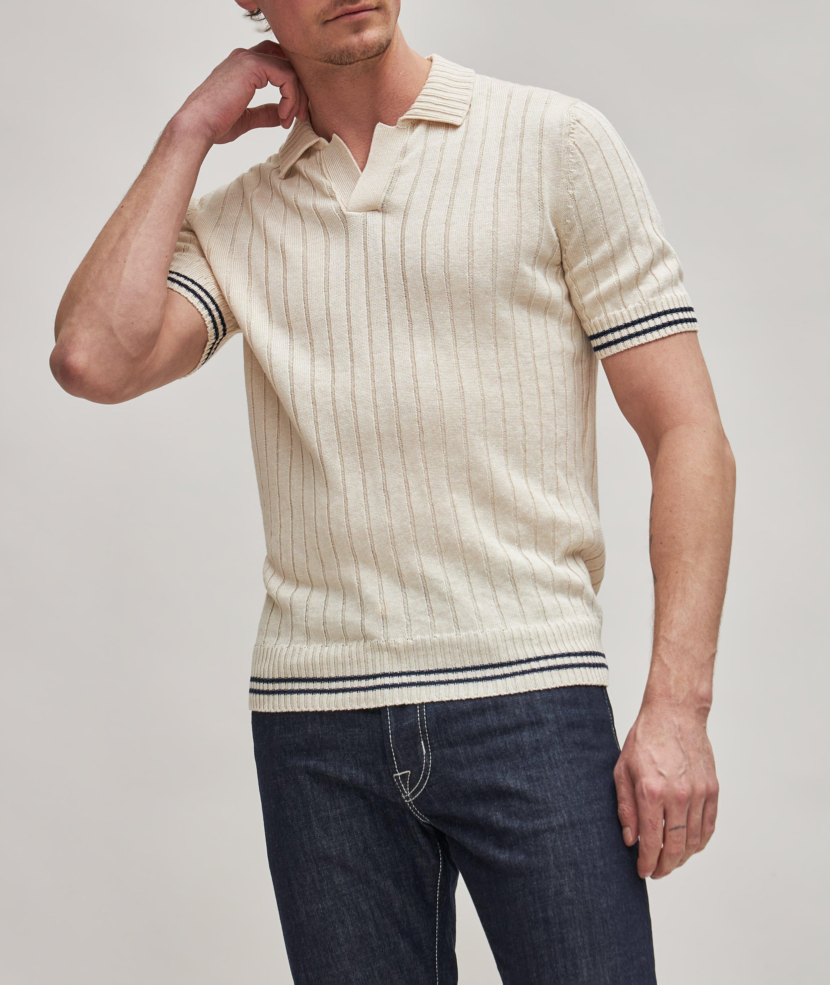 Linen-Cotton Johnny Collar Tennis Polo image 2