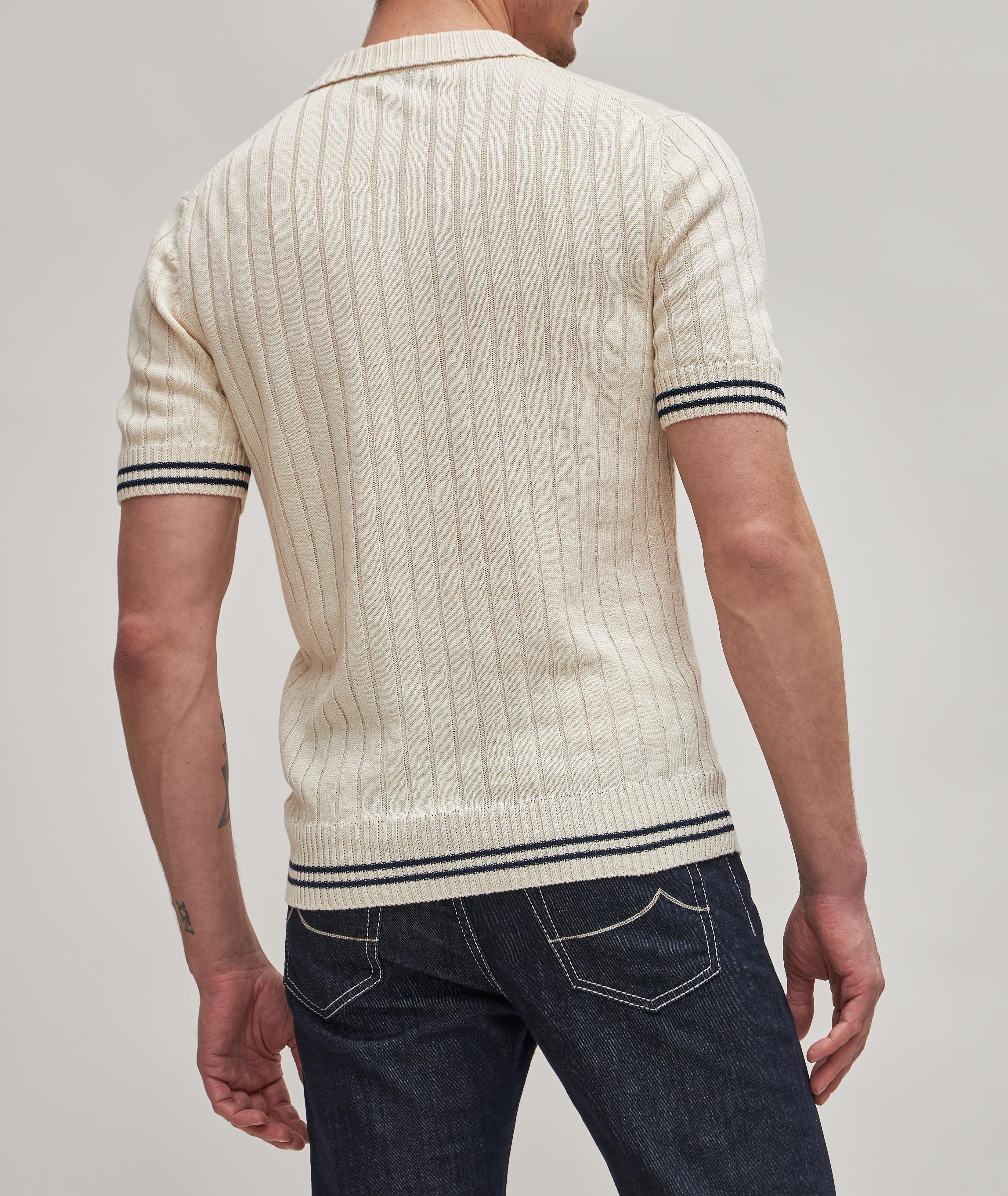 Linen-Cotton Johnny Collar Tennis Polo image 3