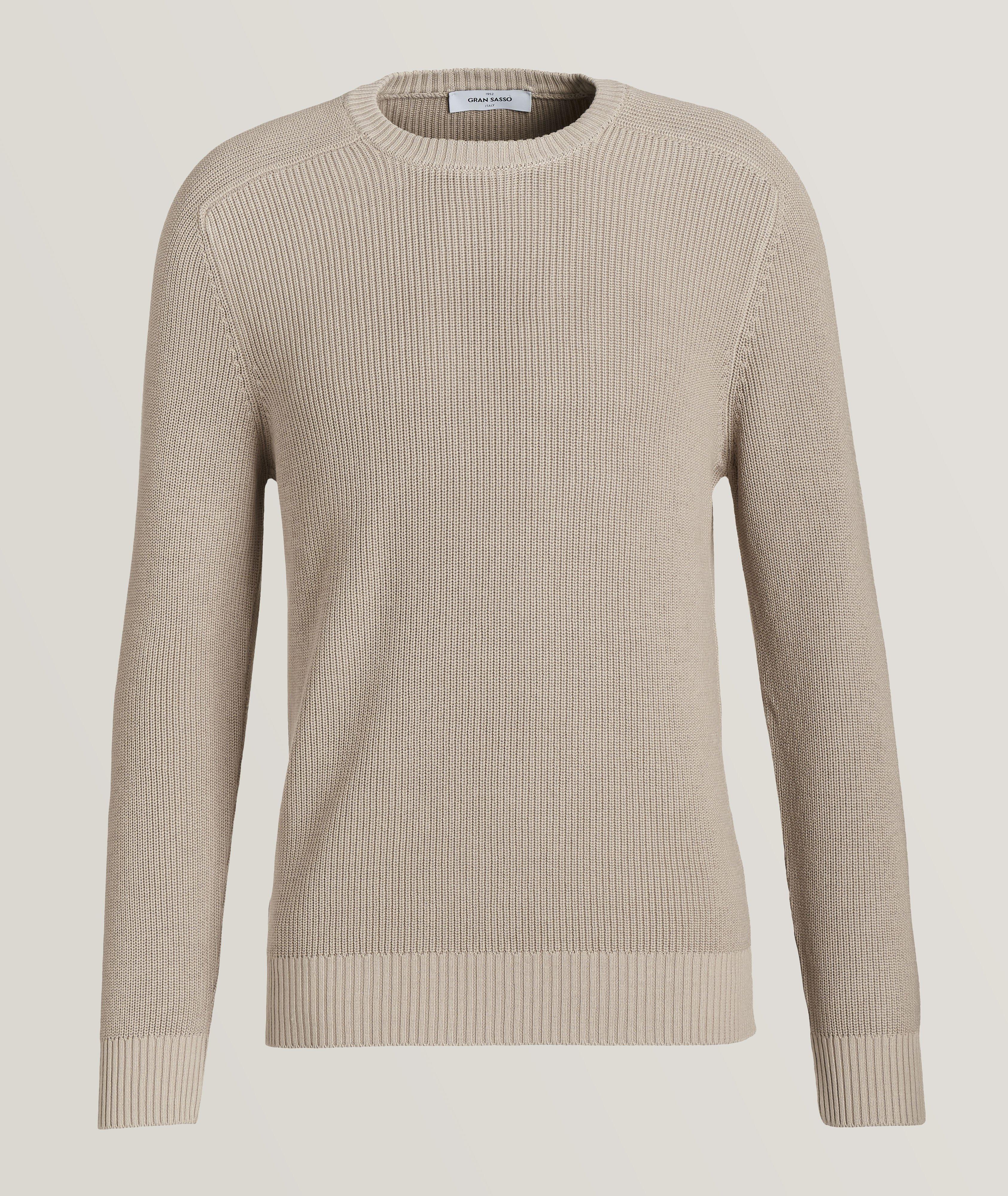 Ribbed Knit Cotton Crew Neck Sweater image 0