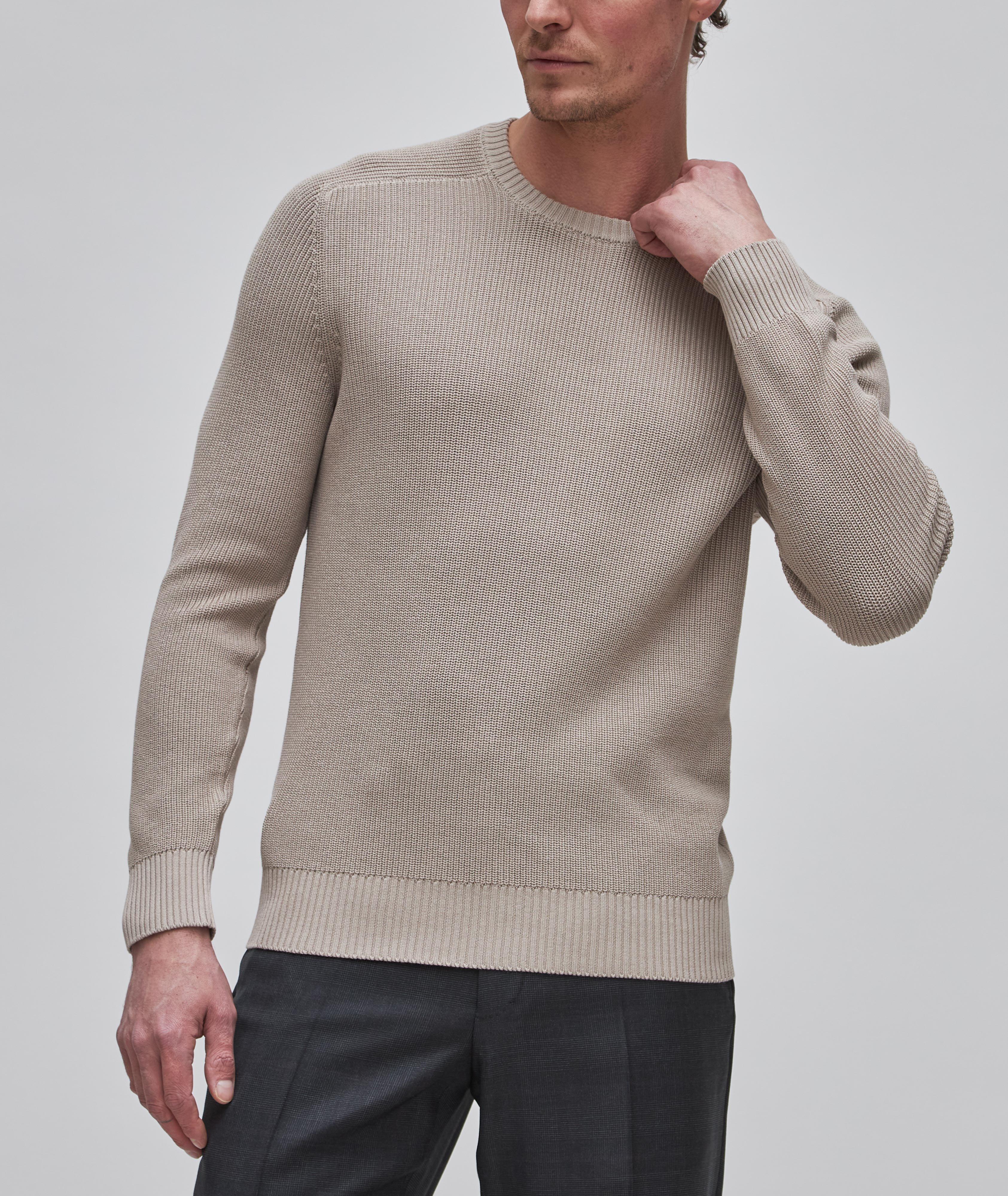 Ribbed Knit Cotton Crew Neck Sweater image 1
