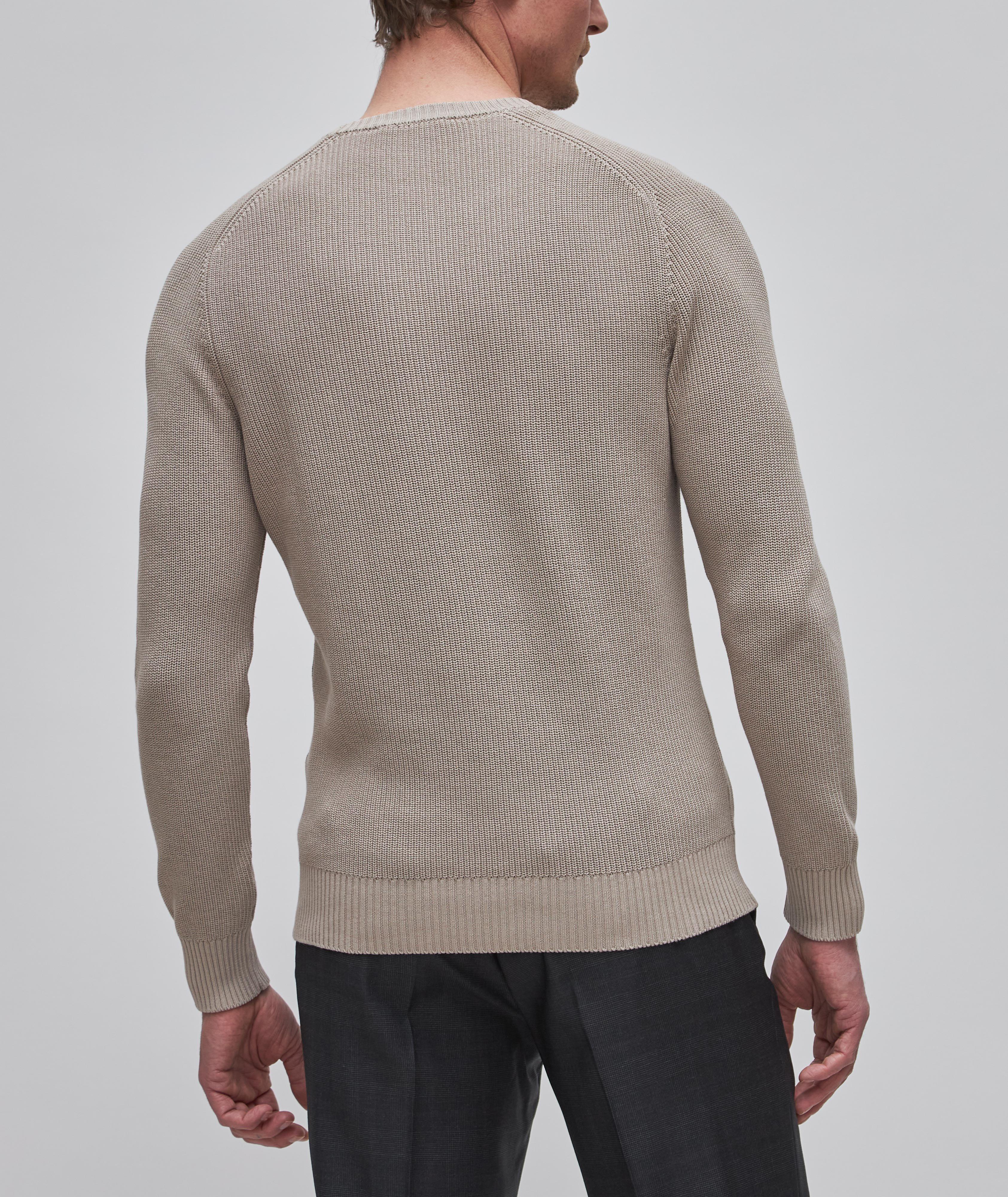 Ribbed Knit Cotton Crew Neck Sweater image 2