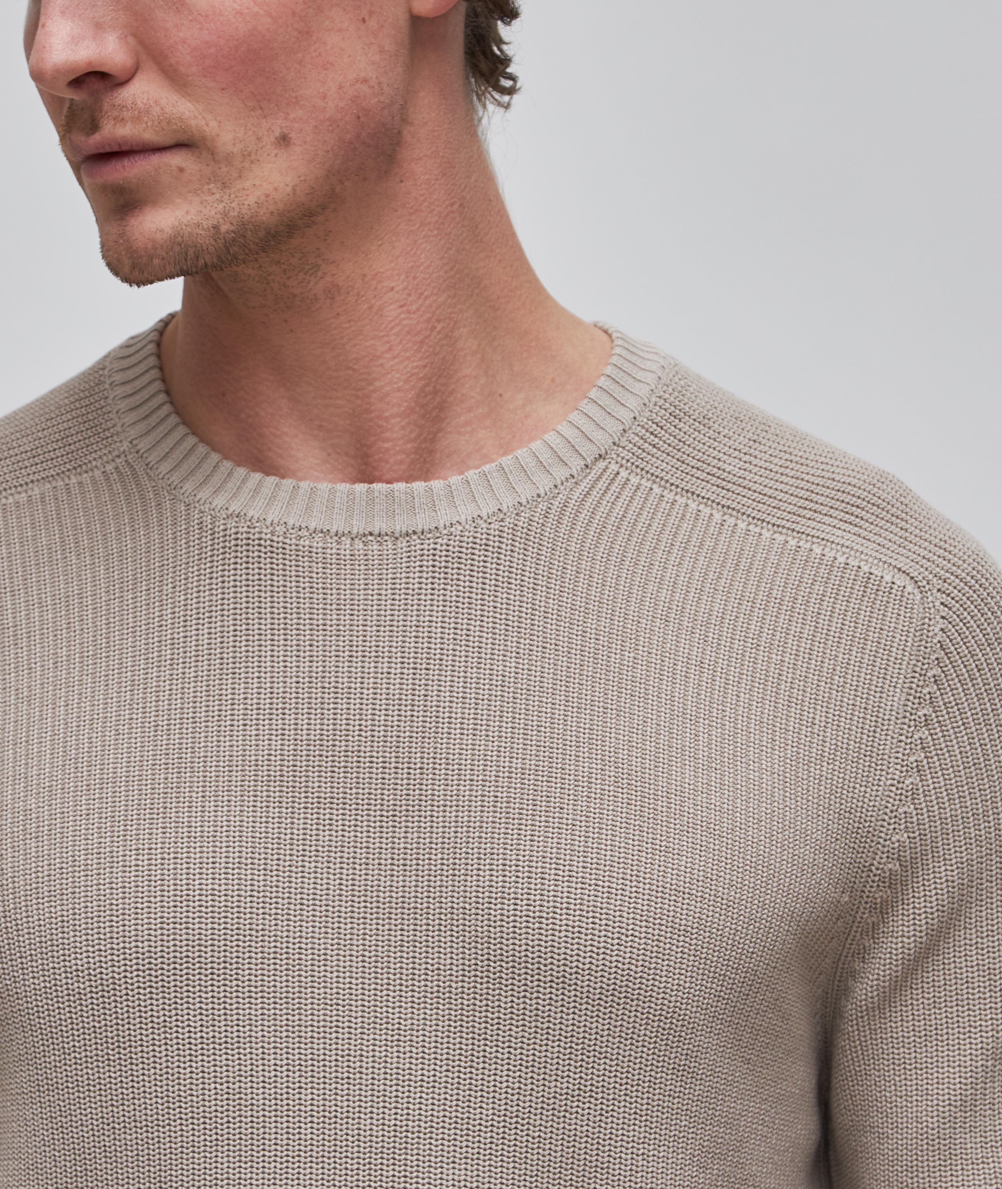 Ribbed Knit Cotton Crew Neck Sweater image 3