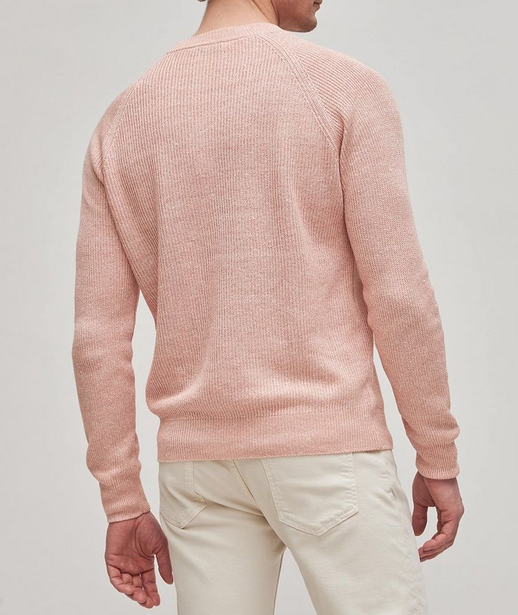 Linen Cotton Ribbed Knit Crewneck Sweater  image 3