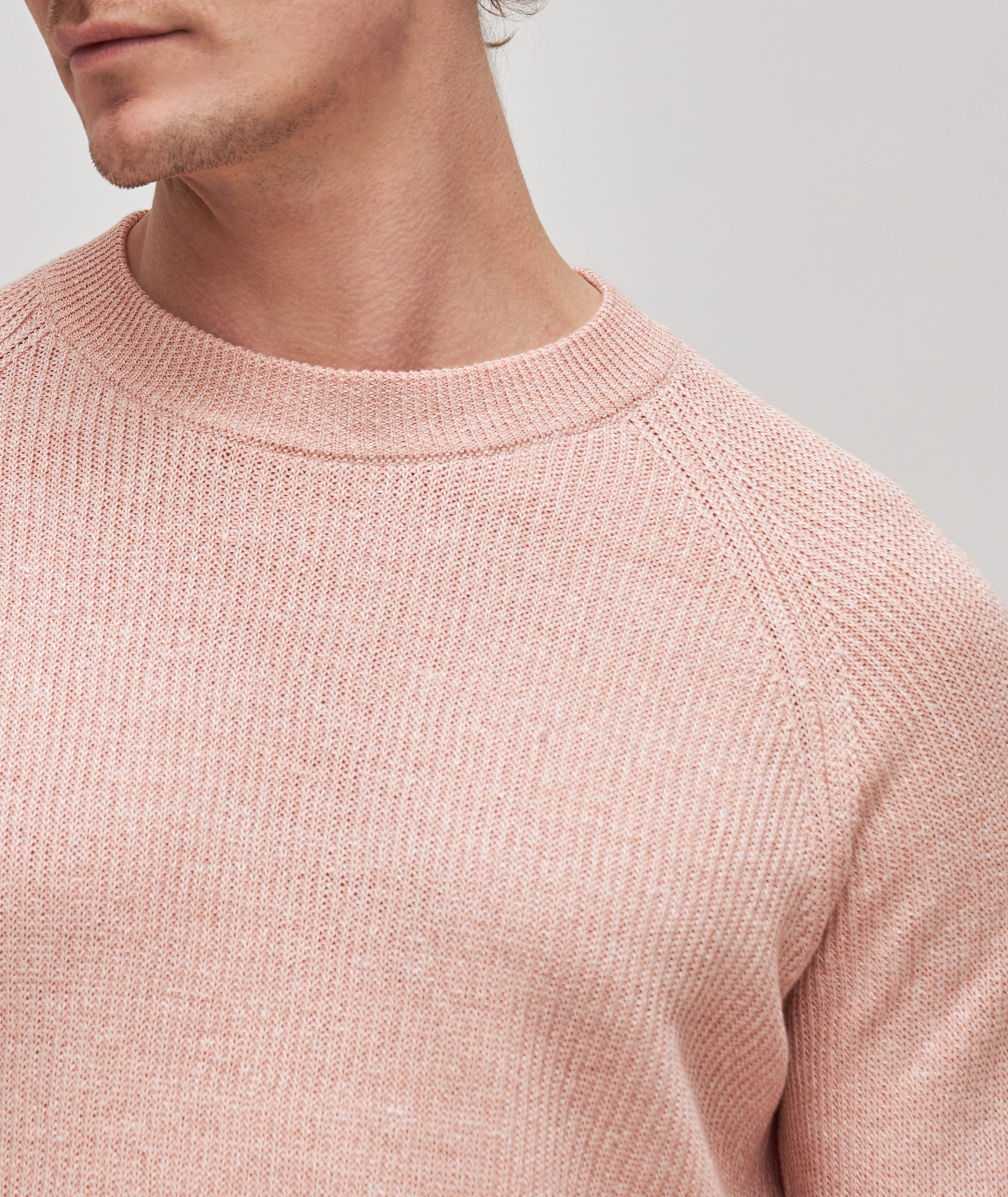 Linen Cotton Ribbed Knit Crewneck Sweater  image 4