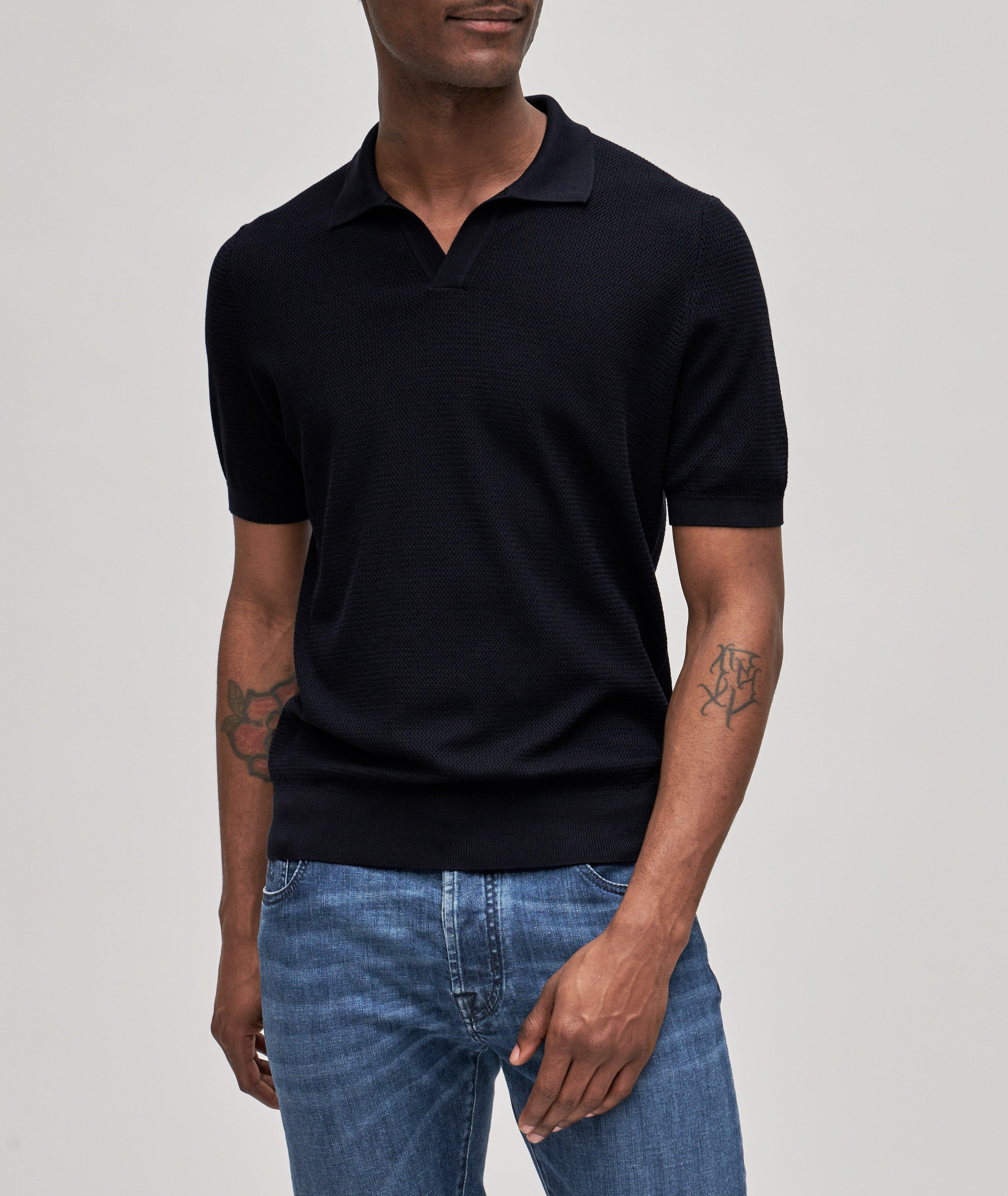 Silk-Cotton Johnny Collar Polo image 1