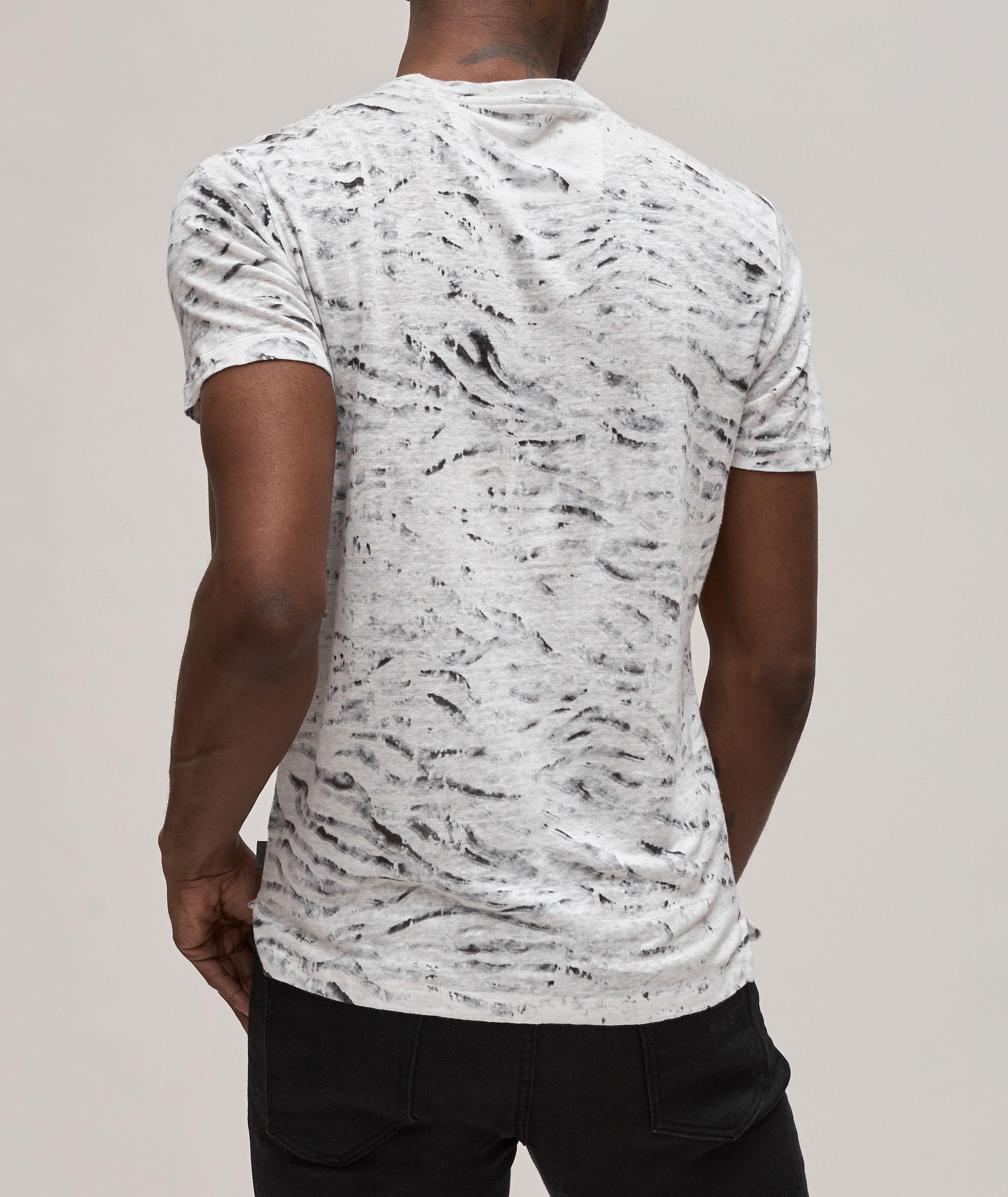 T-shirt en lin à zébrures et à encolure ronde image 3