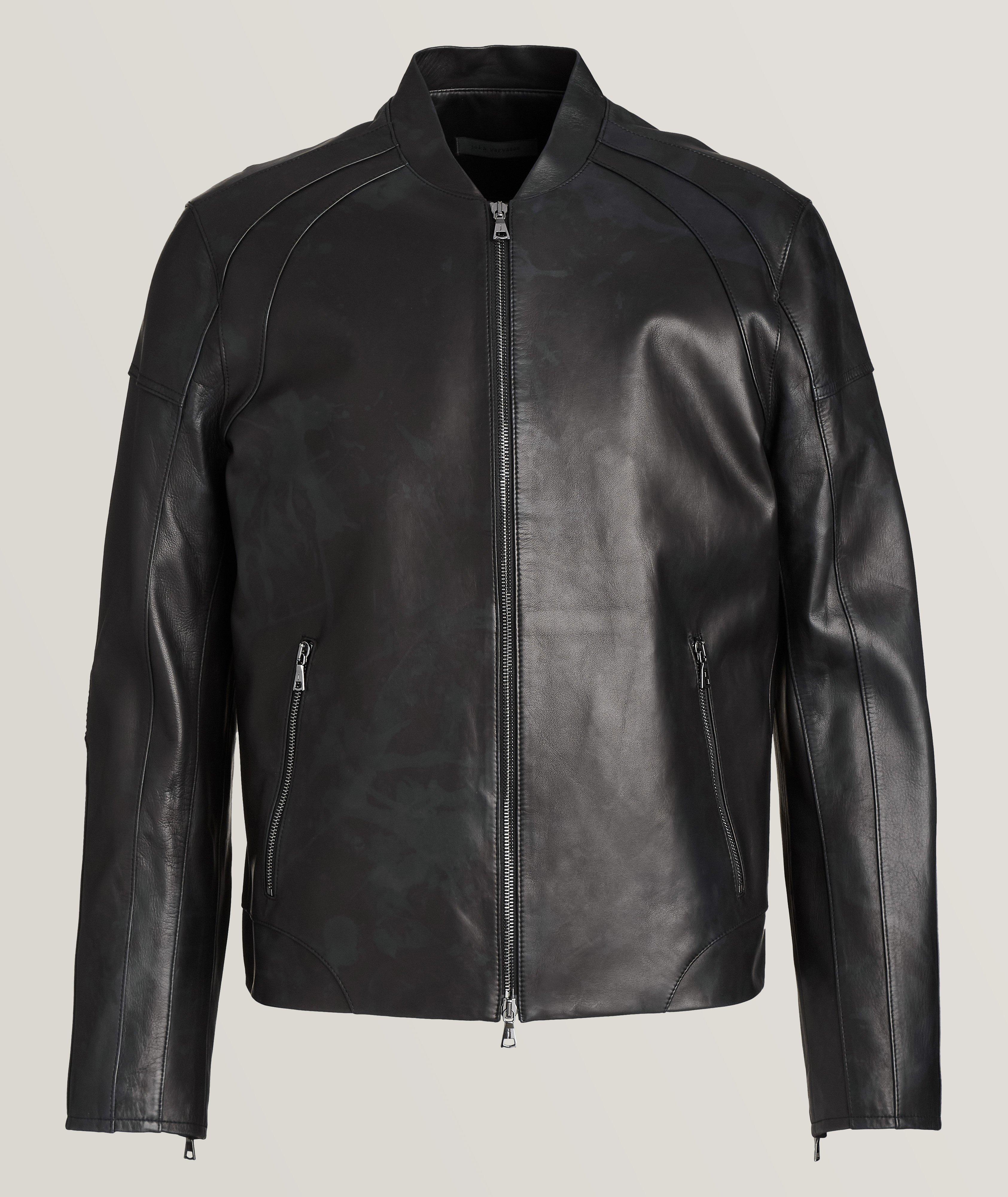 Full-Zip Motorcross Leather Jacket image 0