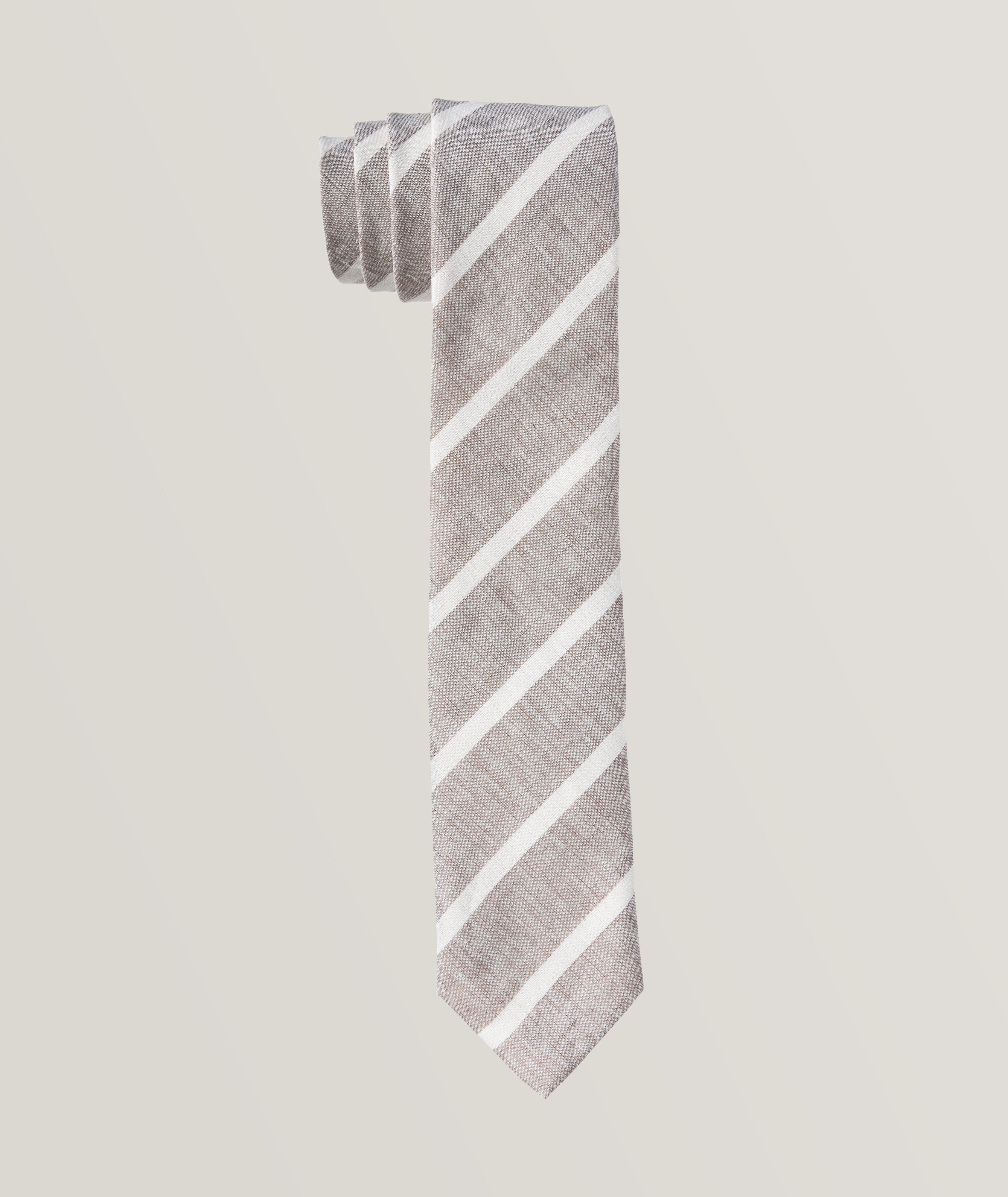 Striped Linen Tie image 0