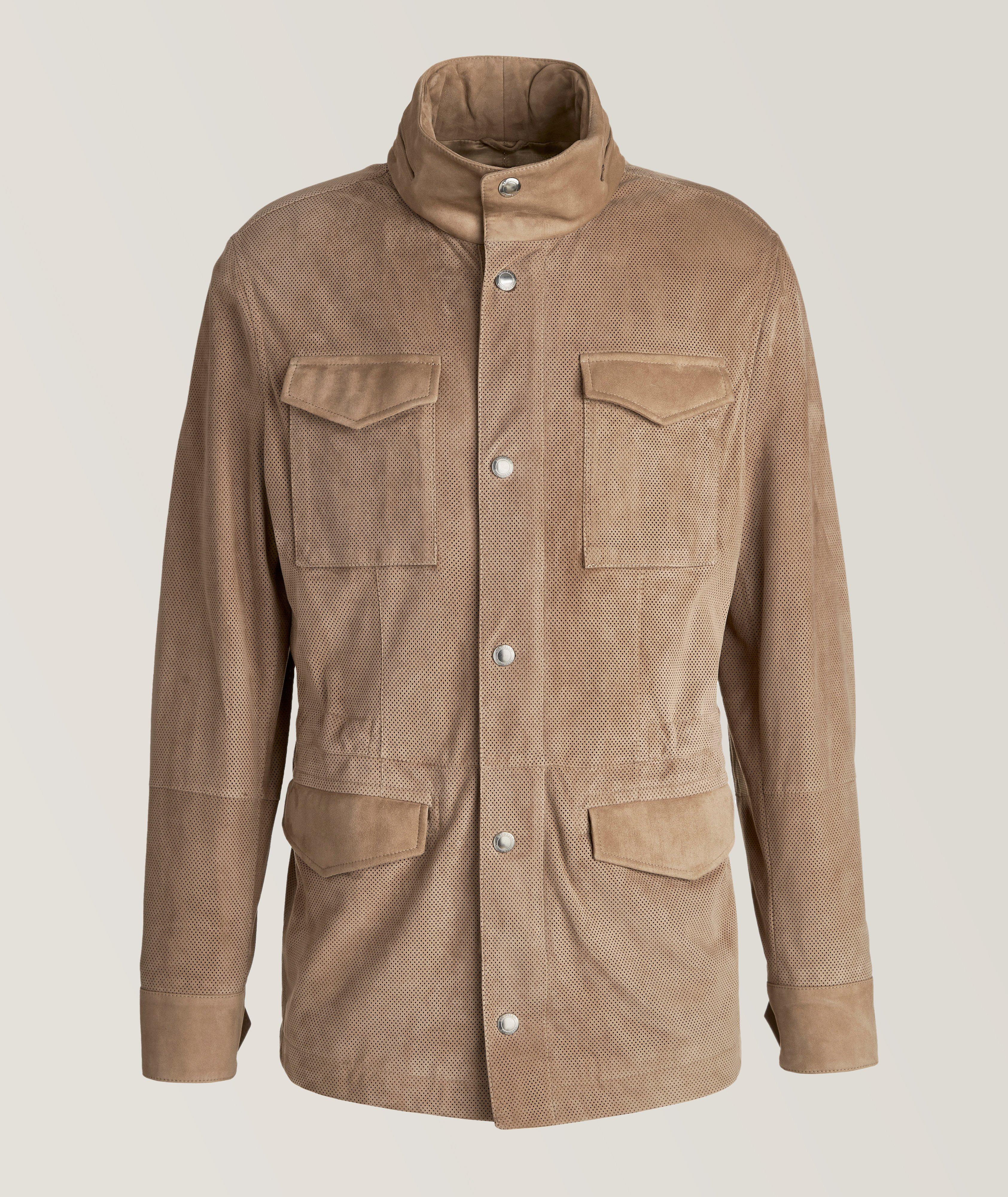 Brunello Cucinelli Blouson utilitaire en suède perforé