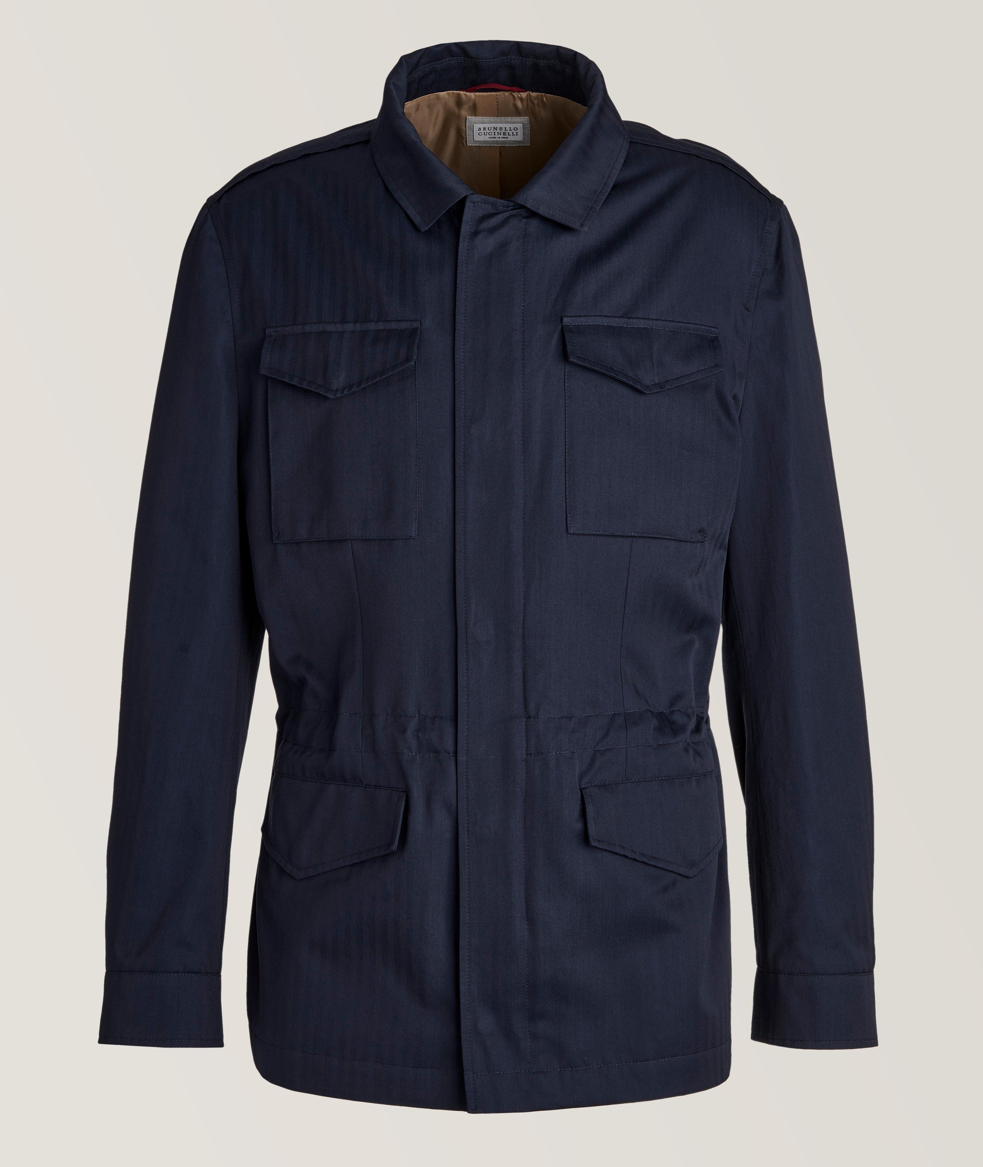 Brunello Cucinelli Cotton Herringbone Field Jacket