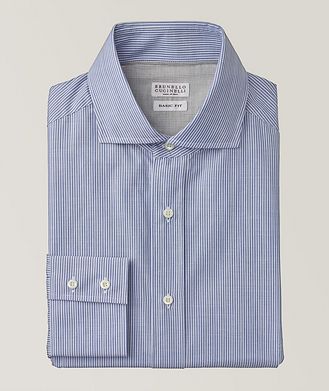 Brunello Cucinelli Striped Pattern Cotton Sport Shirt