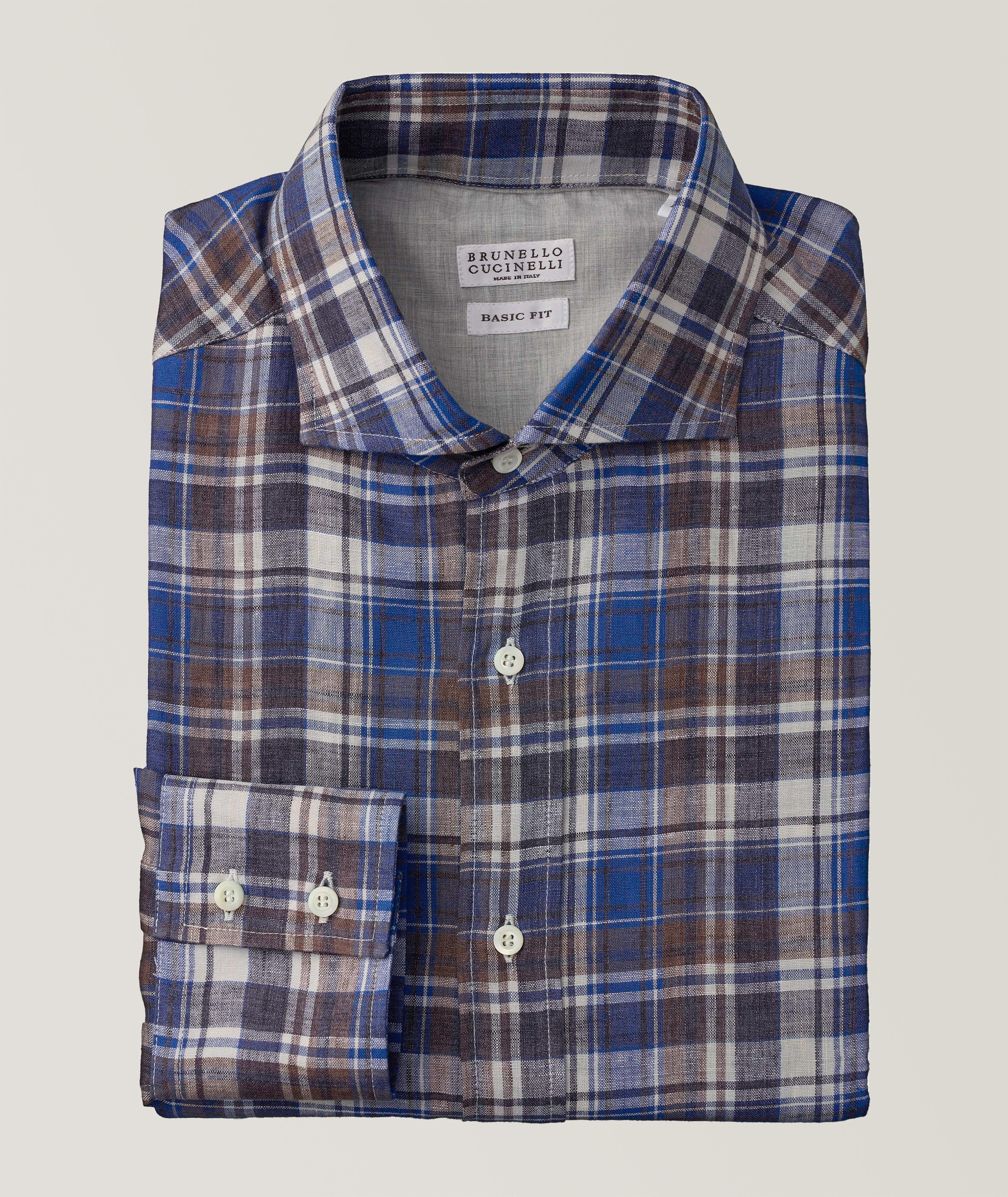 Chemise décontractée en lin à carreaux image 0