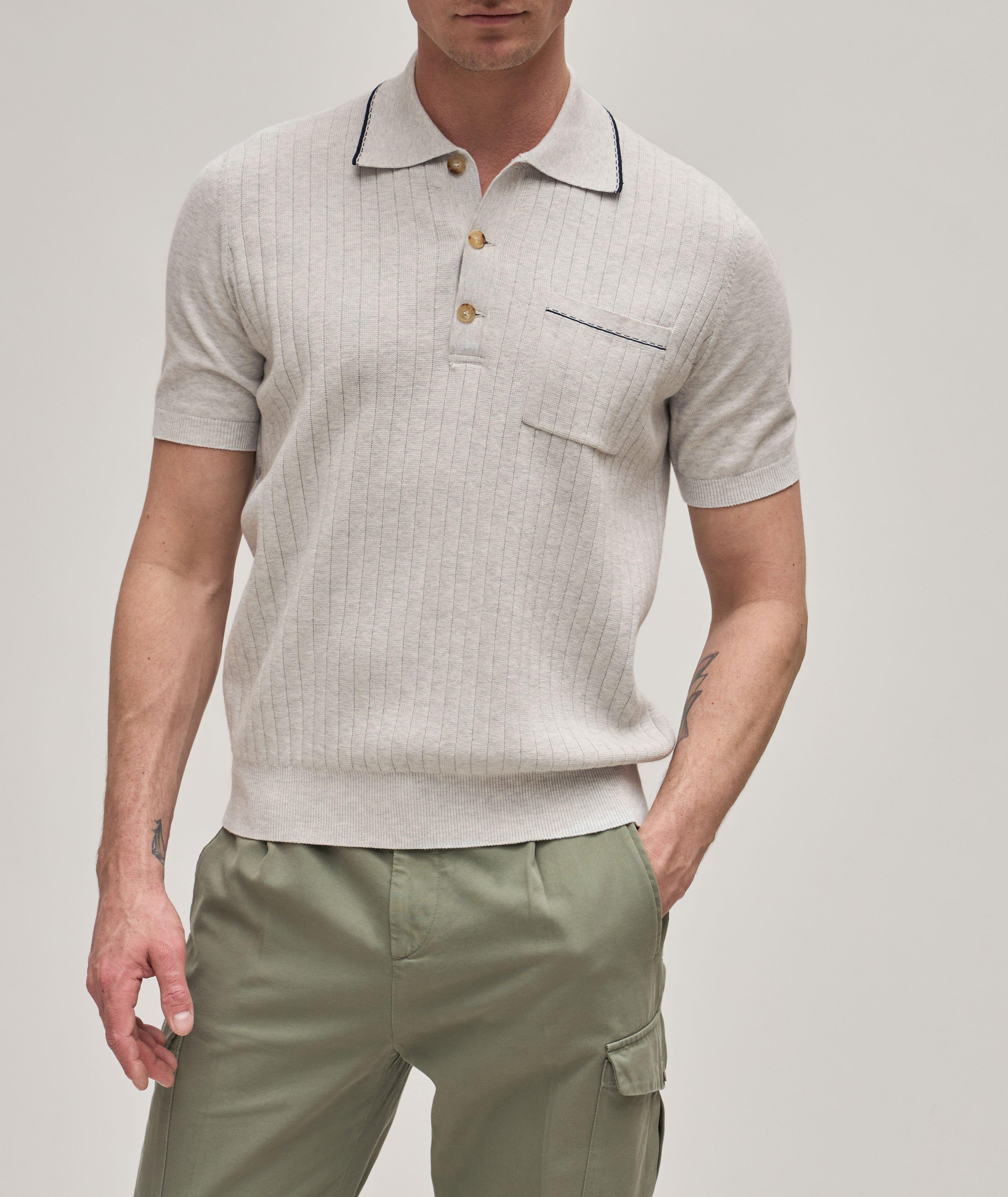 Cotton Wide Rib Knit Melange Polo image 2