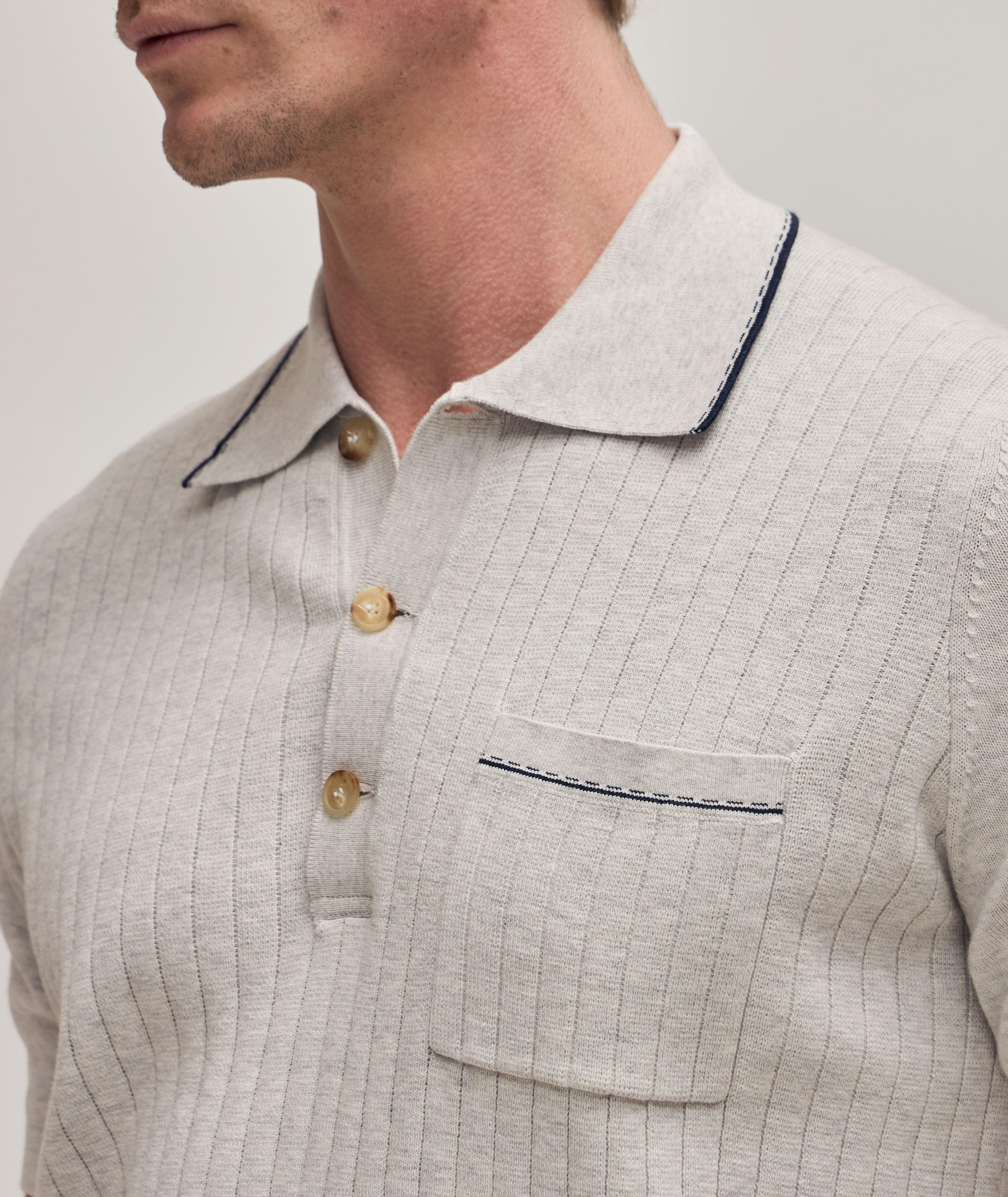 Cotton Wide Rib Knit Melange Polo image 4