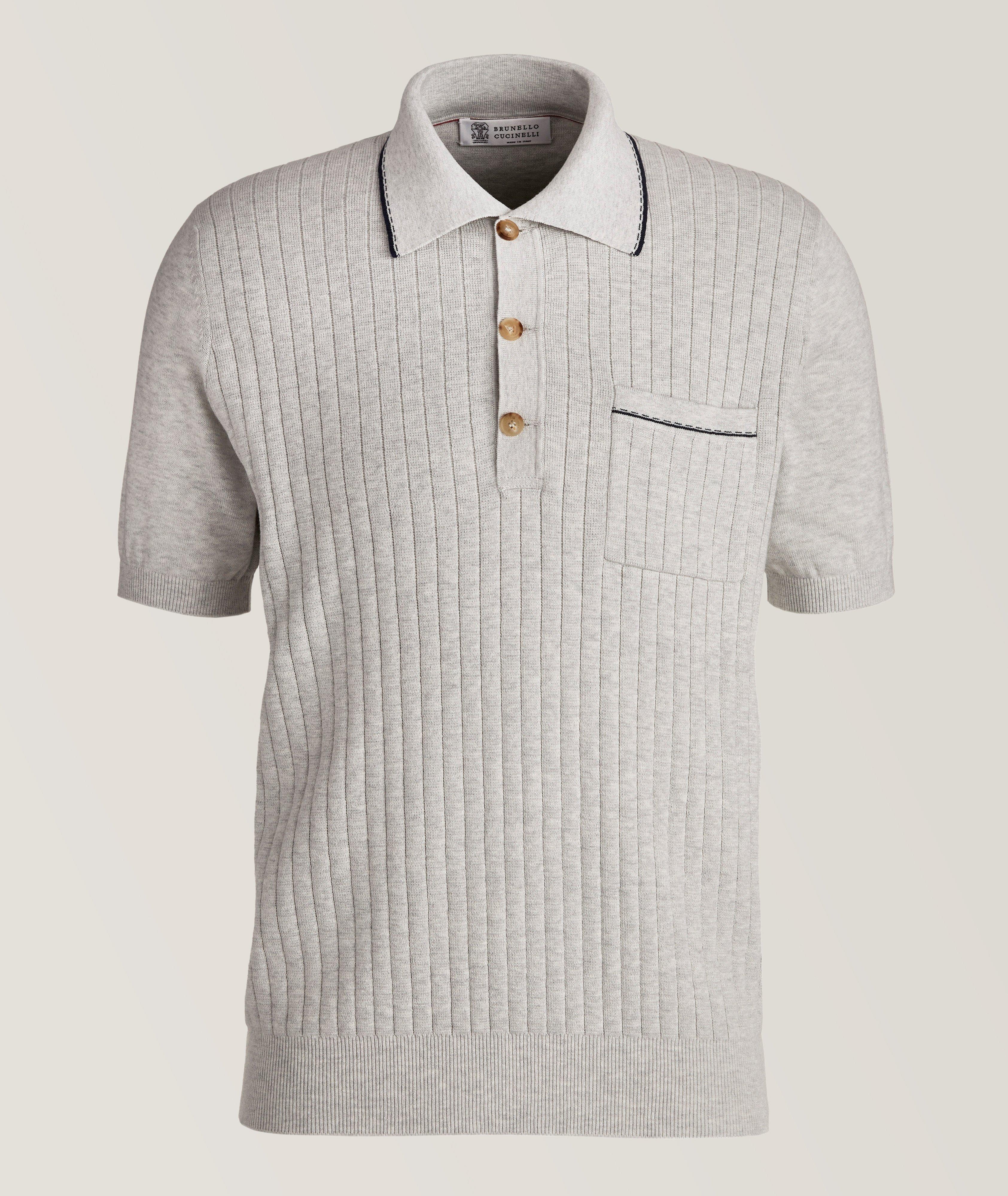Cotton Wide Rib Knit Melange Polo image 0