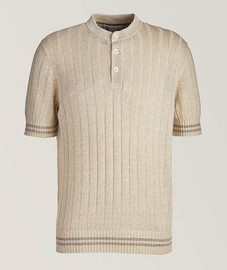 Brunello Cucinelli Pull boutonné en tricot de lin et de coton