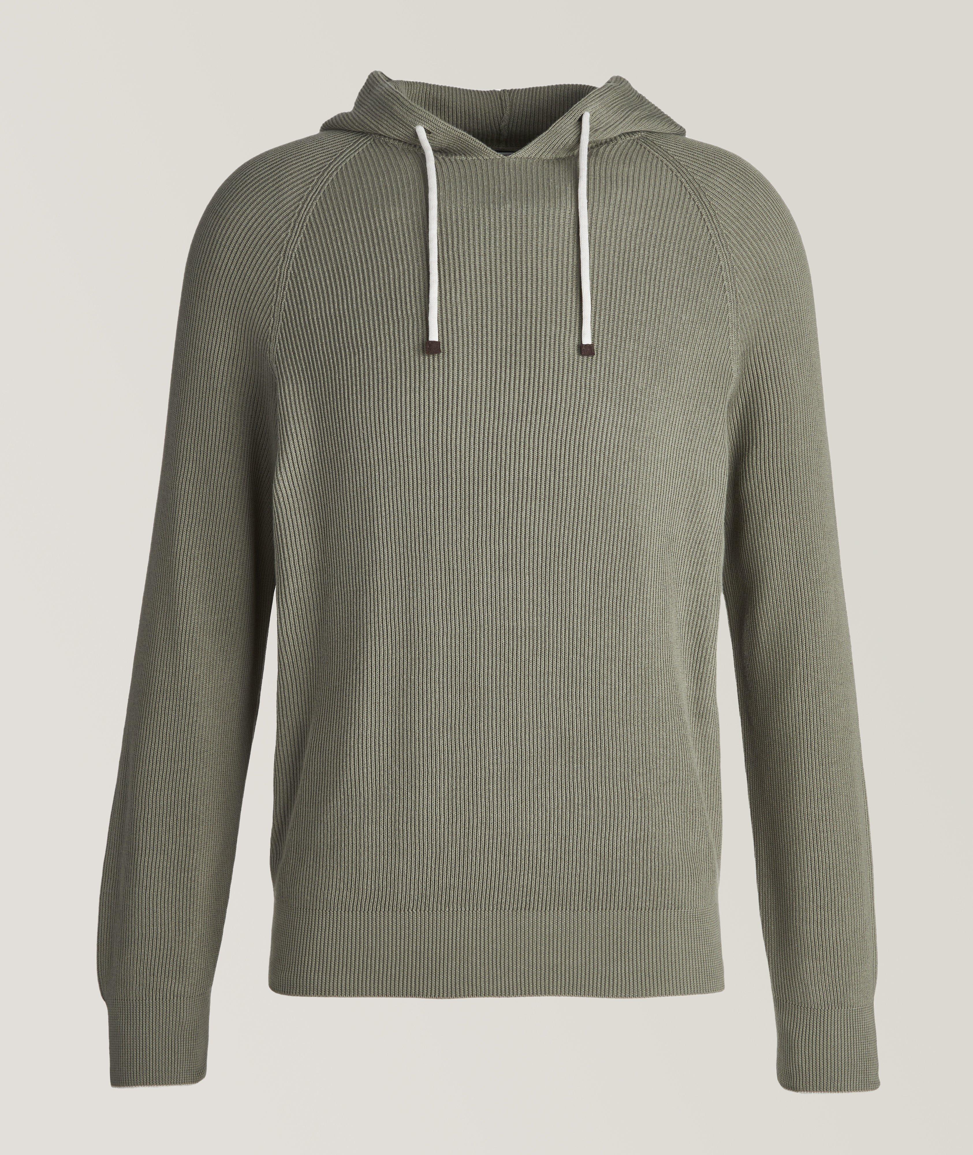 Cotton Rib Knit Hooded Pullover image 0