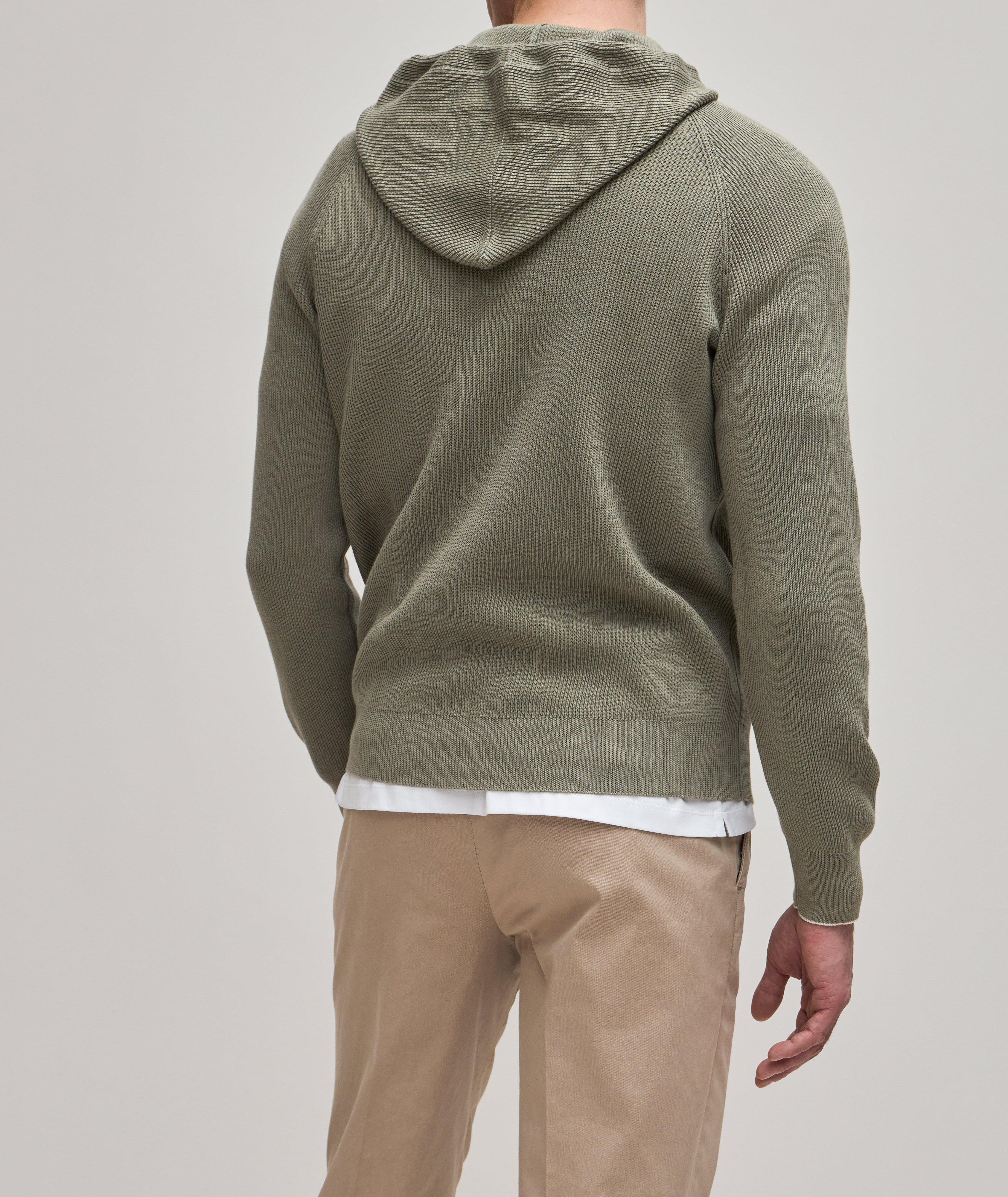 Cotton Rib Knit Hooded Pullover image 3