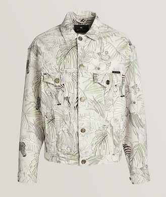 Etro Botanical Zebra Print Stretch-Cotton Trucker Jacket