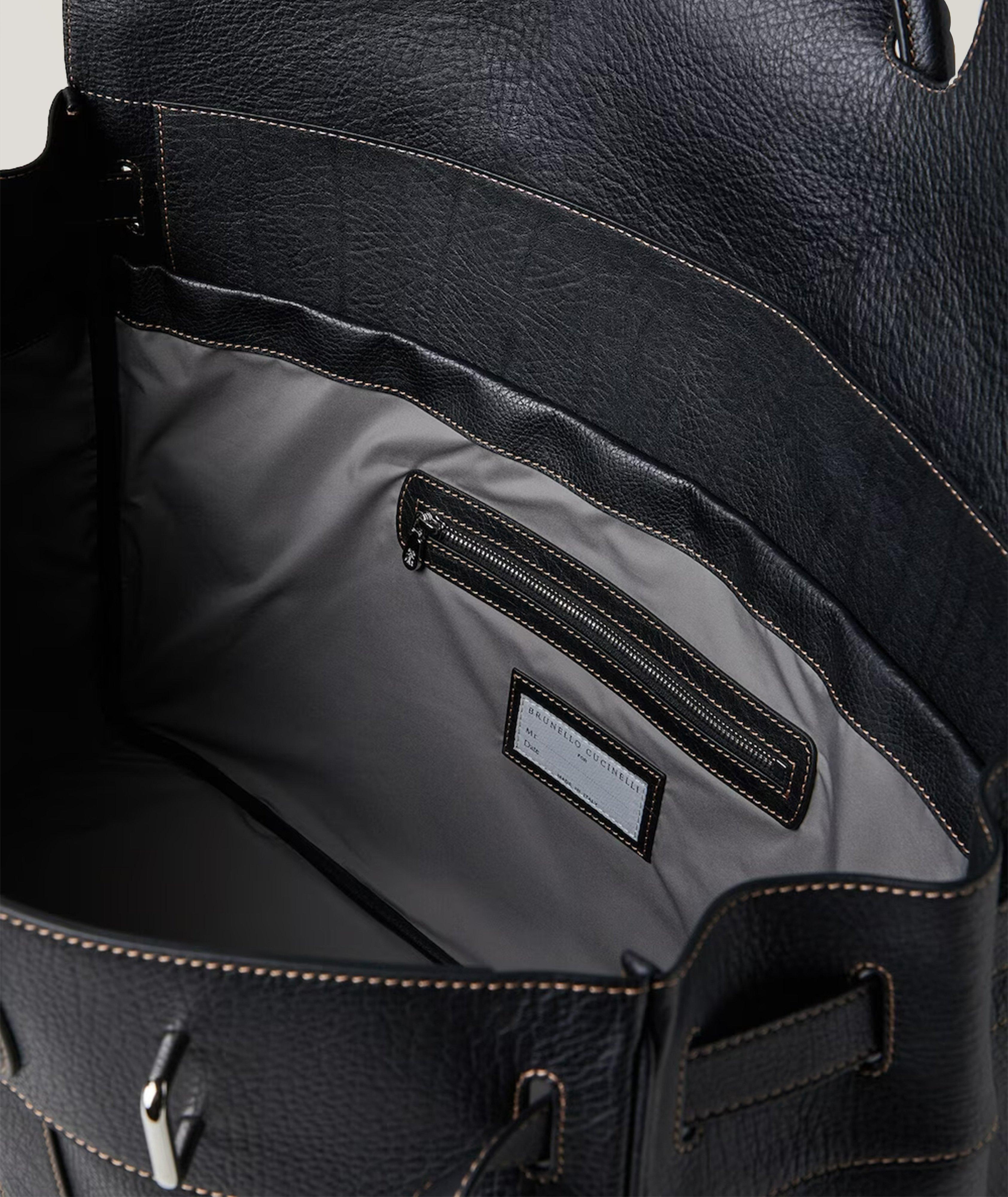 Grained Leather Calfskin Weekender Bag image 3