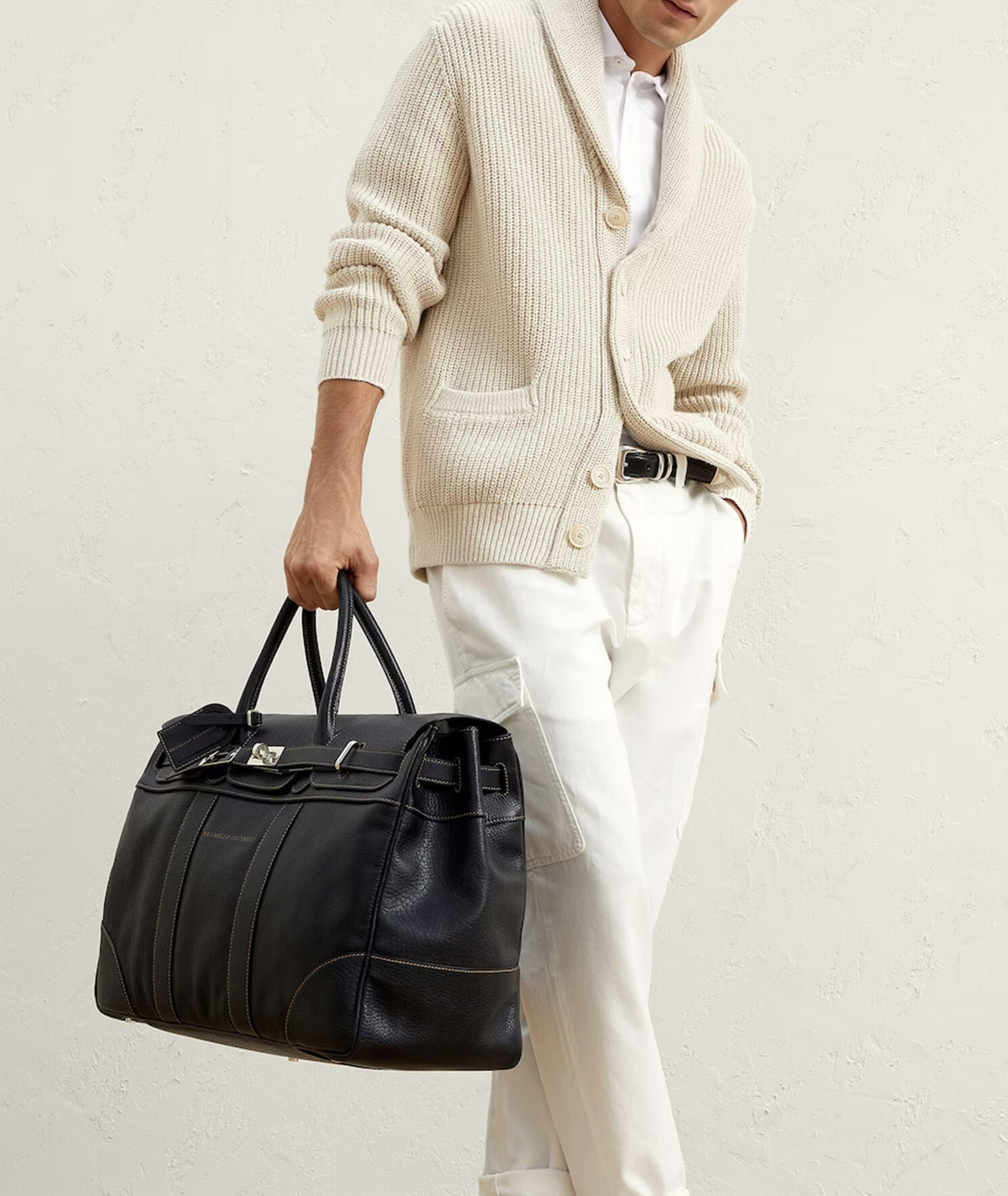 Grained Leather Calfskin Weekender Bag image 4