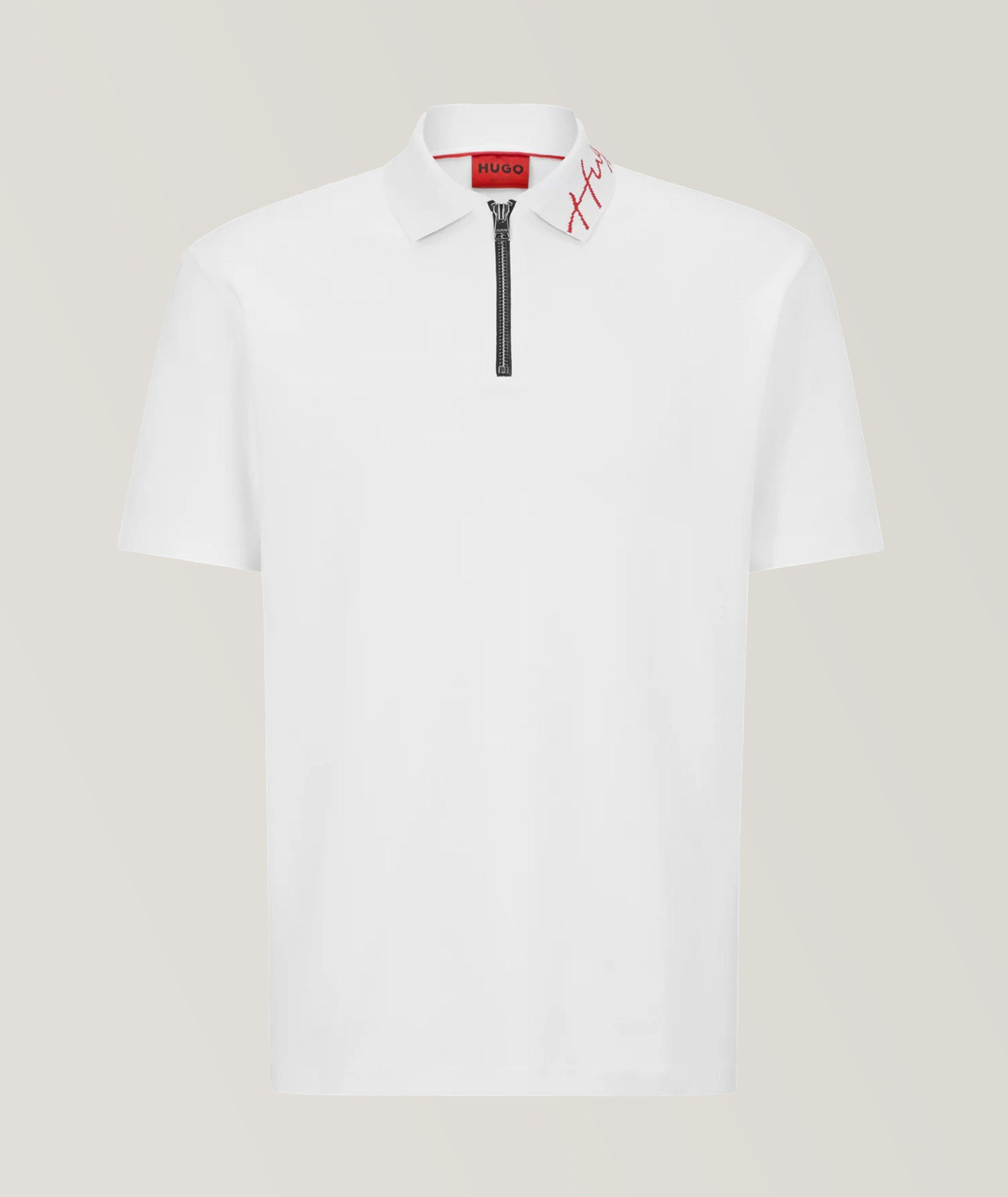 Logo Embroidered Cotton Quarter-Zip Polo  image 0