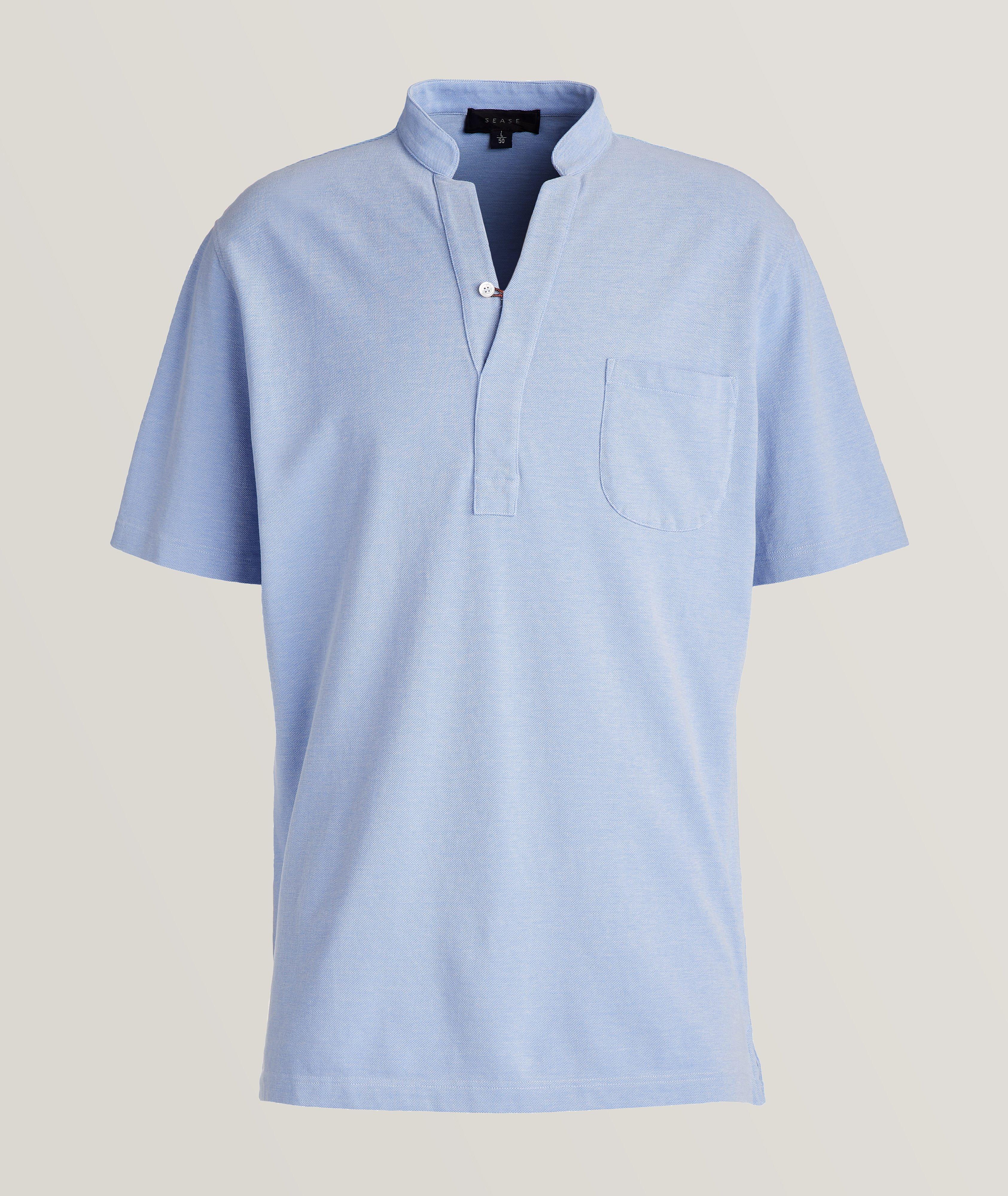 Polo en coton piqué à bord inférieur allongé image 0