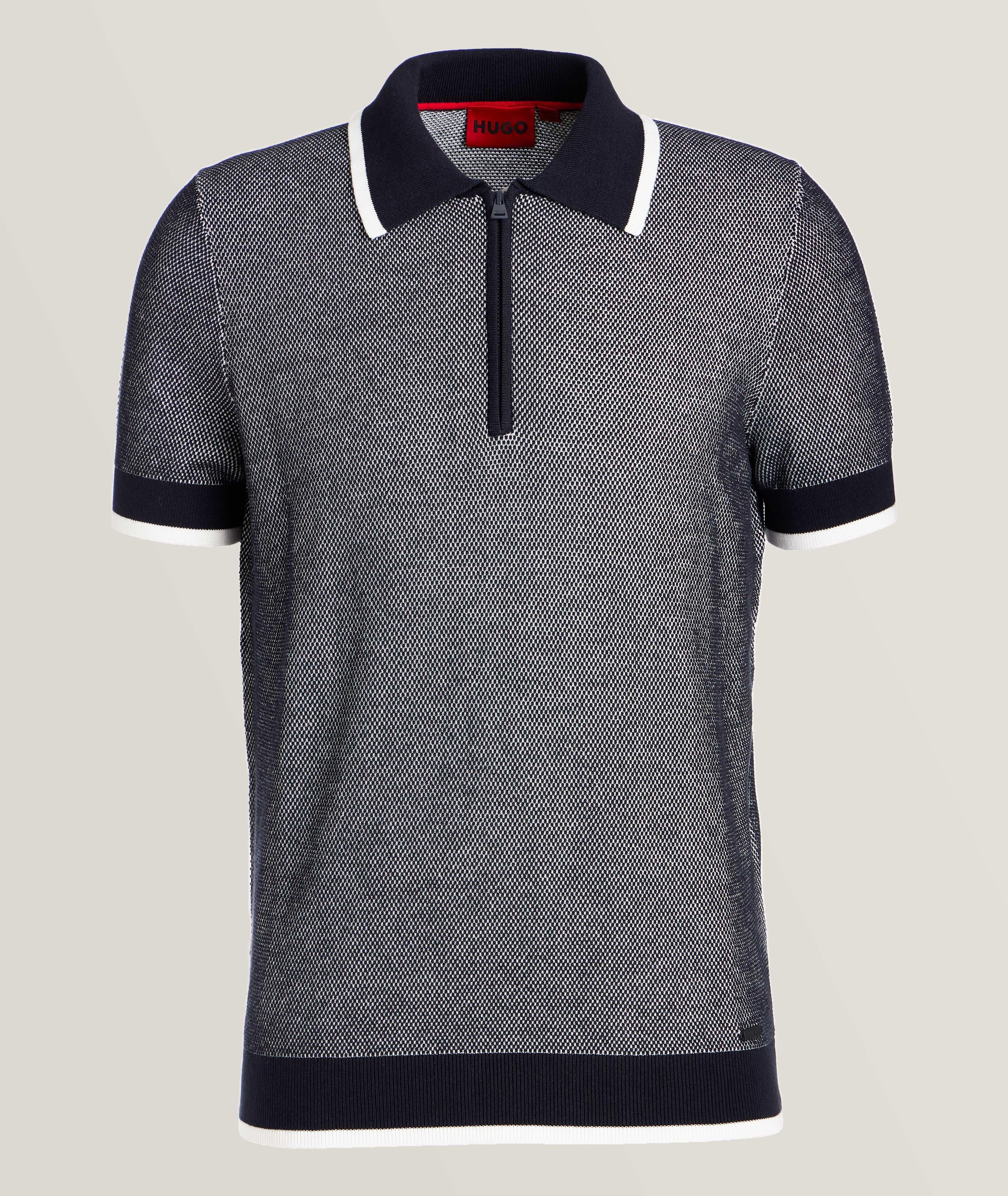 Sholono Textured Knit Zip Placket Polo image 0