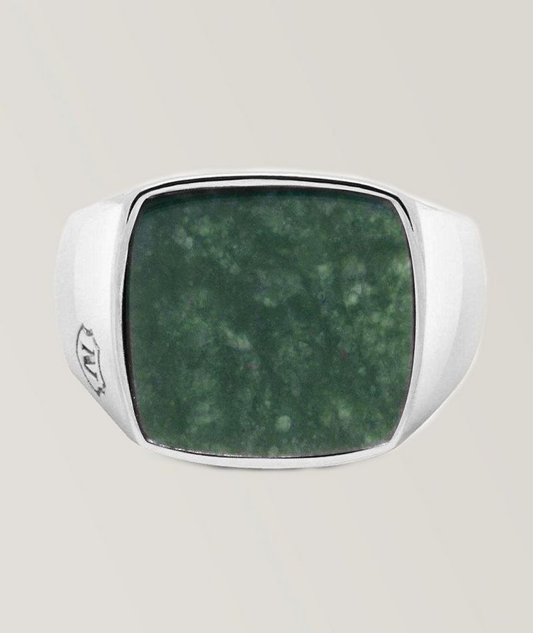 Silver Signet Ring With Green Jade image 2