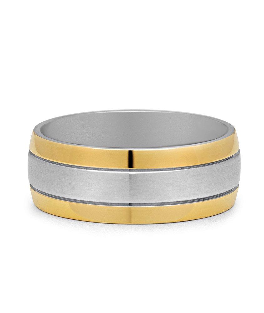 Brushed Silver Band Ring With Gold image 0