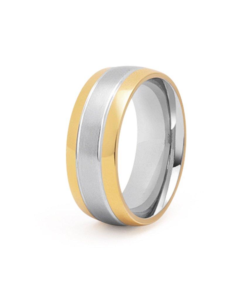 Brushed Silver Band Ring With Gold image 2