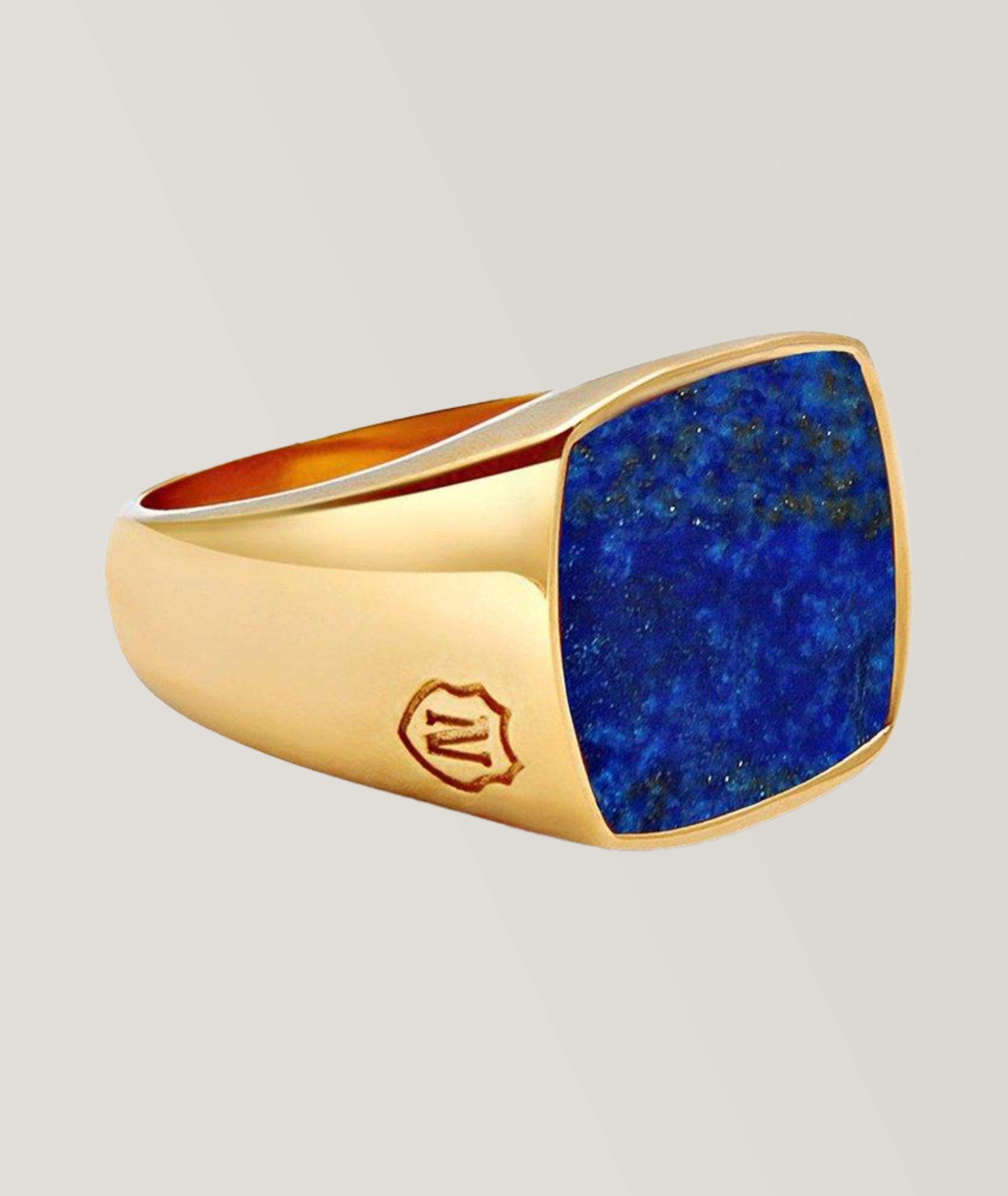 Gold Signet Ring With Blue Lapis image 1