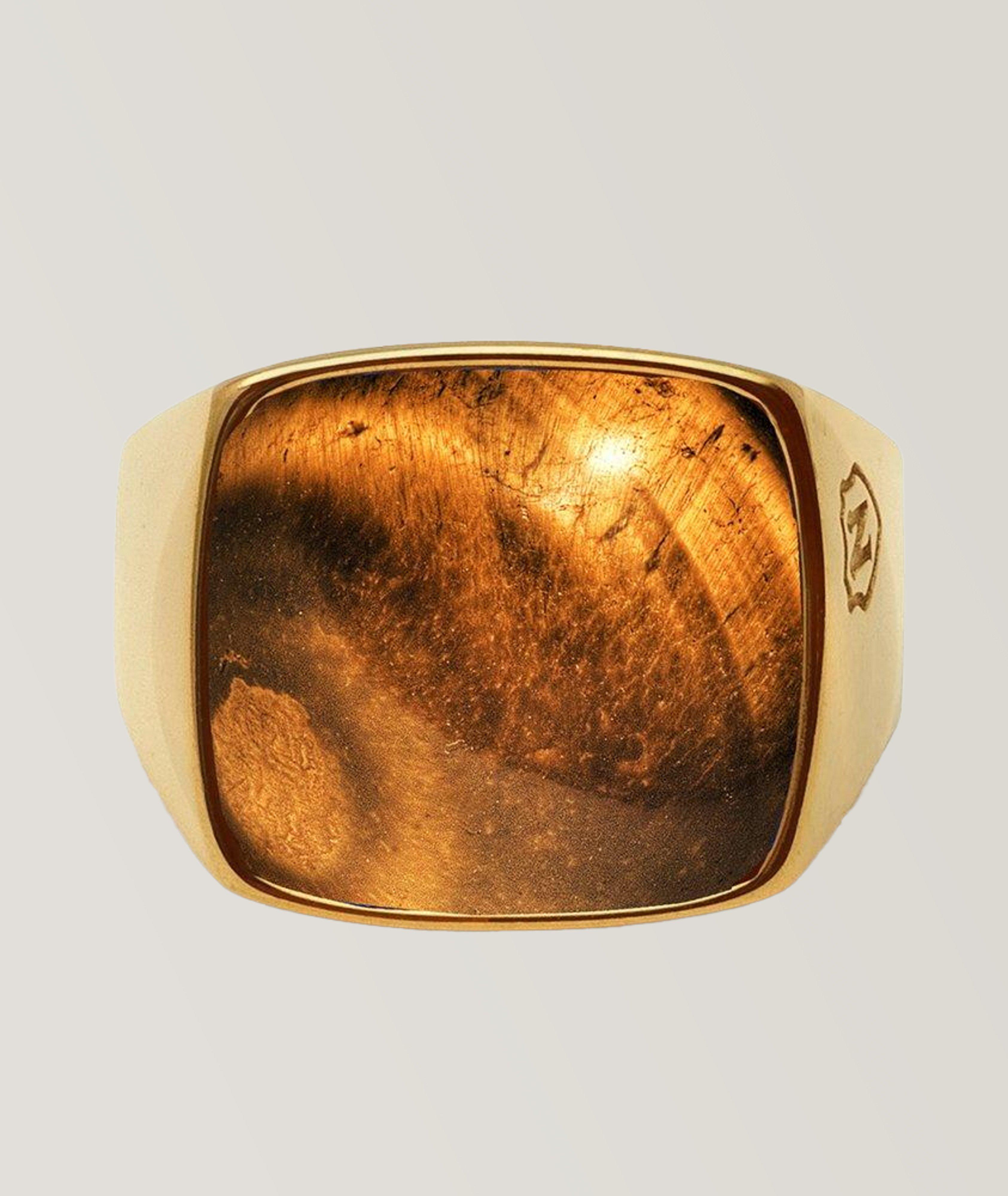 Gold Signet Ring With Brown Tiger Eye image 0