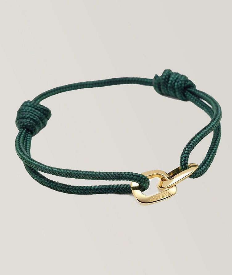 Nialaya Dark Green String Bracelet With Gold Interlocking Rings image 2