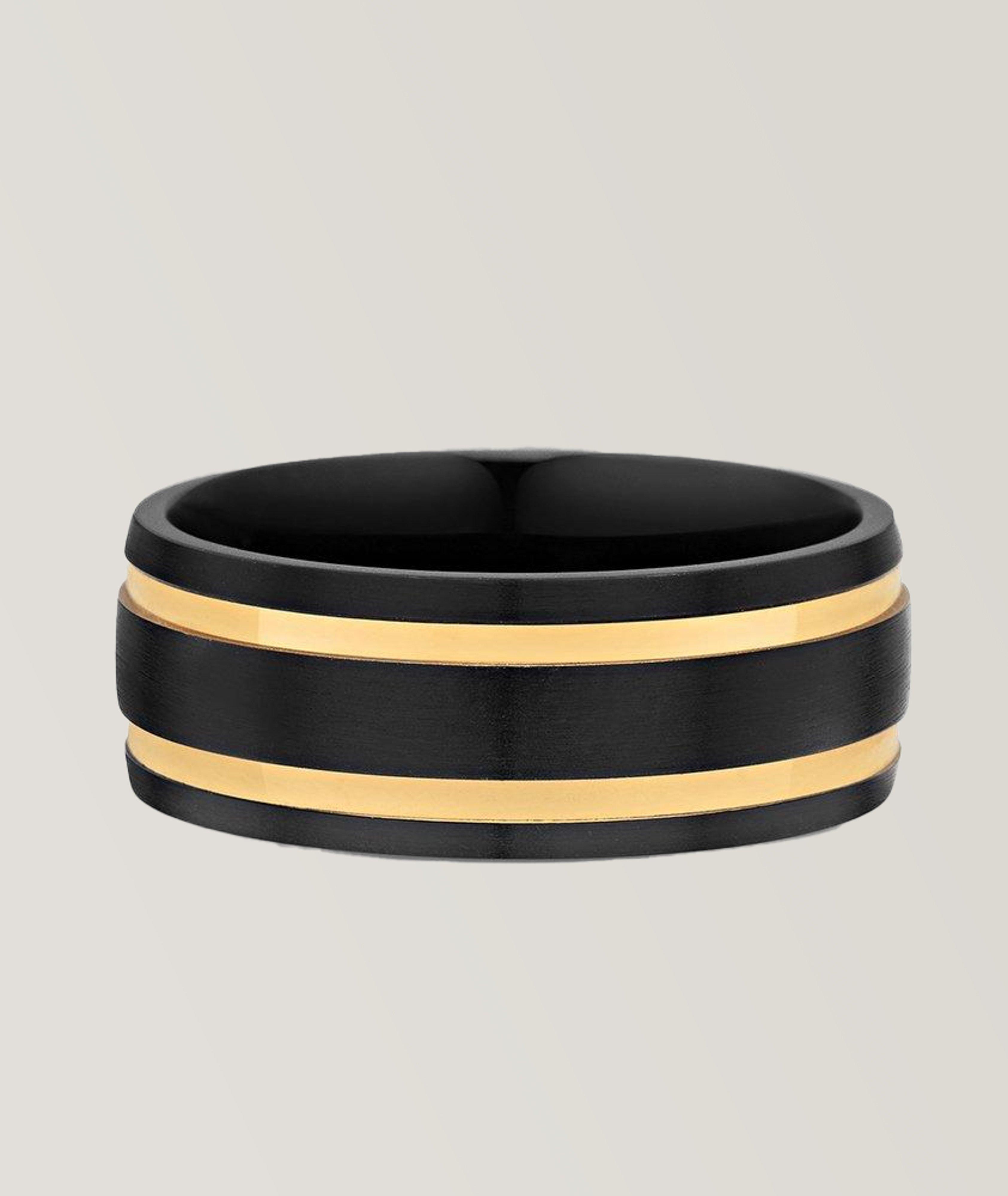 Black Band Ring With Gold image 0